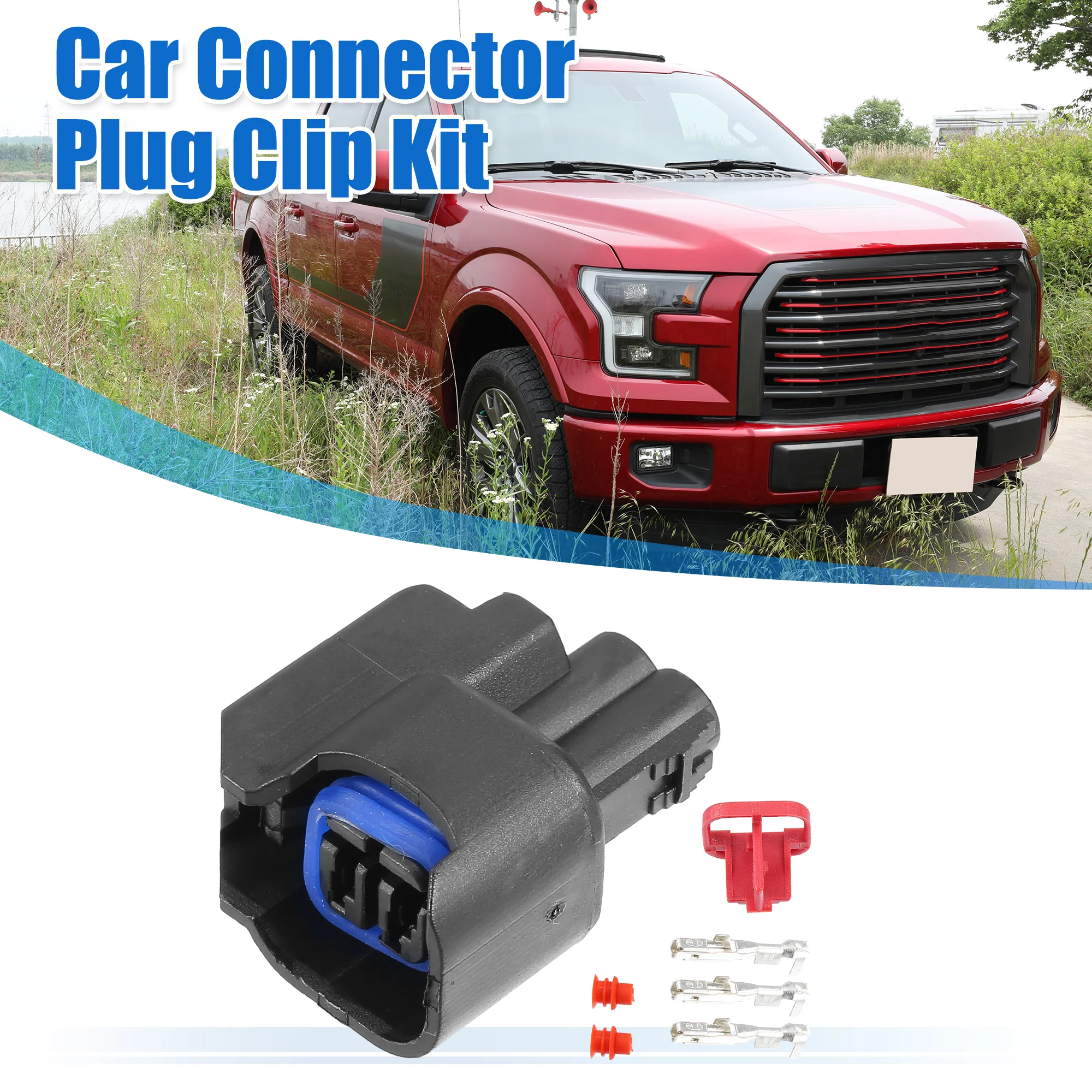 1 Set 2 Pin No.1U2Z14S411BPA Fuel Injector Connector Adapter Plug Clip Kit Replacement for Ford - Image 2