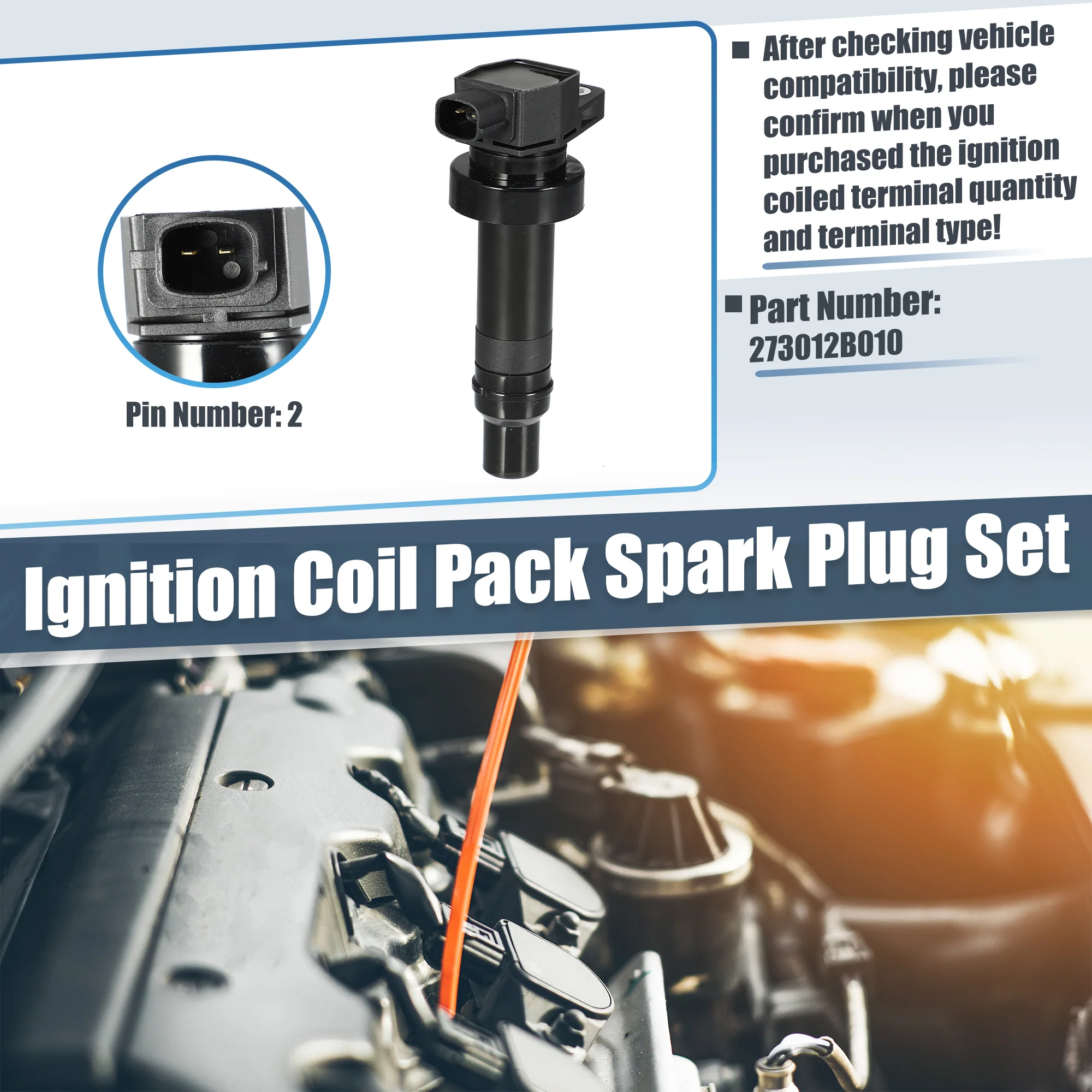 Car Ignition Coil Replacement Fit for Hyundai Accent 1.6L - Pack of 1 Black - Image 3