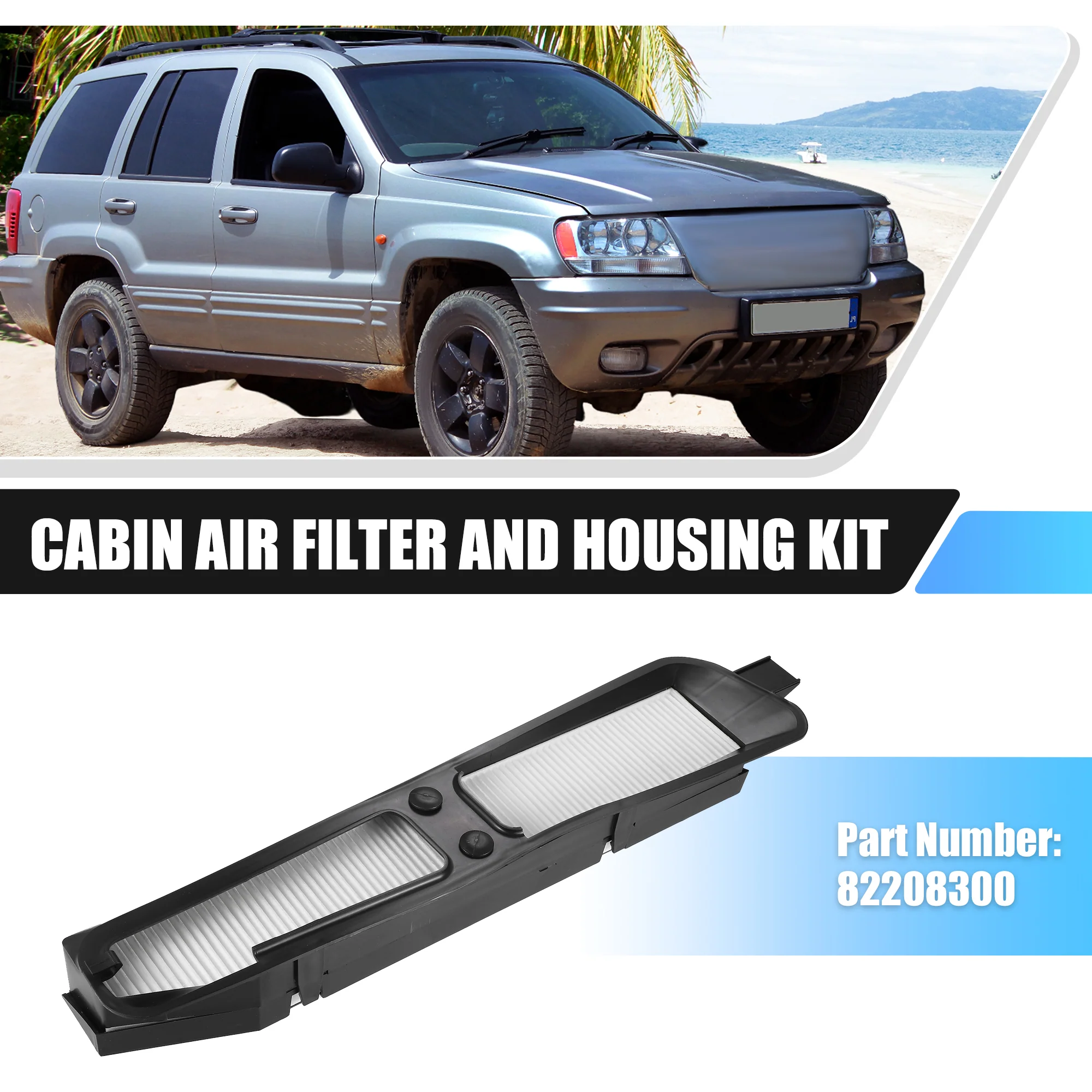 1 Set Car Cabin Air Filter and Housing Kit for Jeep Grand Cherokee 1999-2010 No.82208300 - Image 2