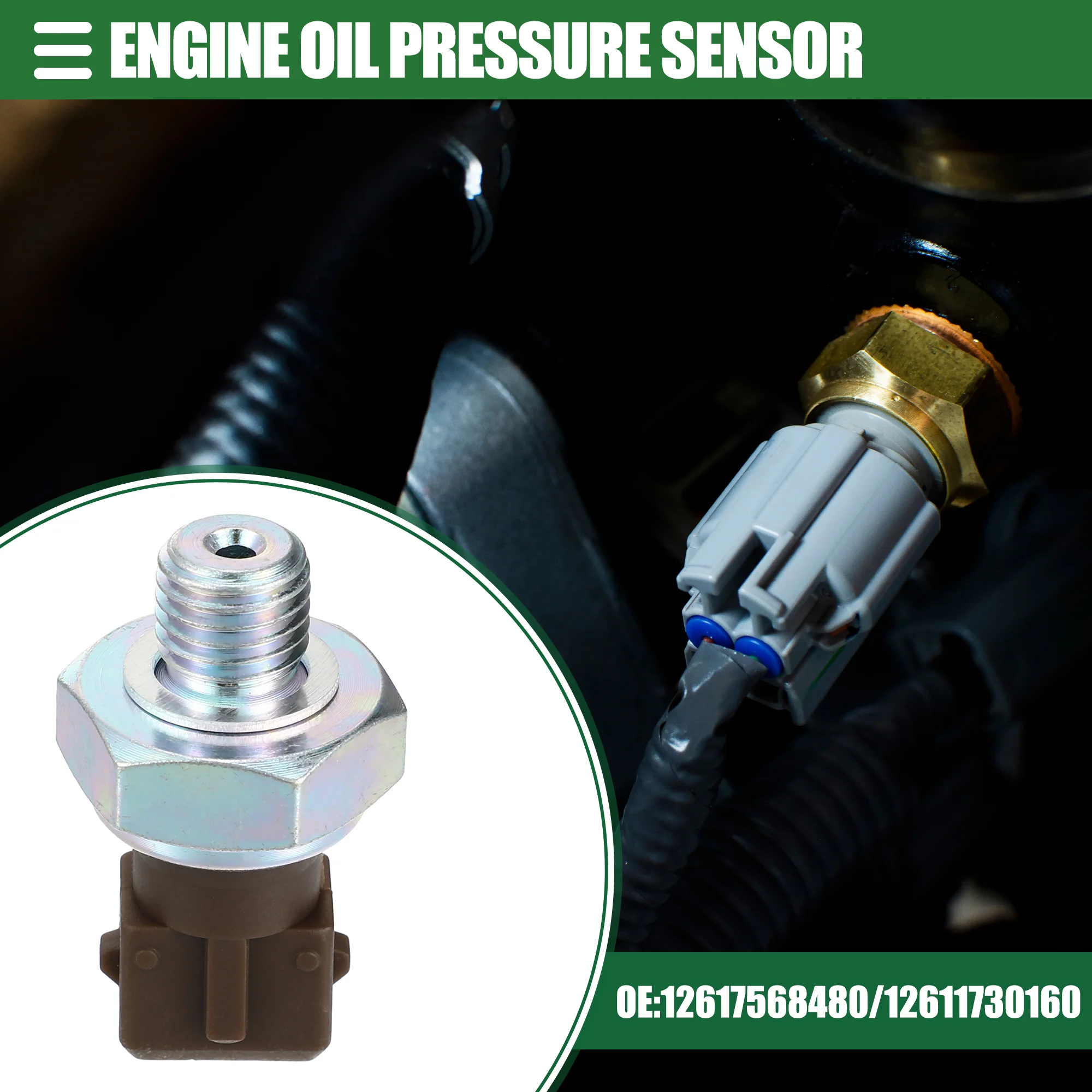 Engine Oil Pressure Sensor, Fuel Oil Pressure Sensor Switch Sending Unit, for BMW 528i 2008-2016, Metal, No.12617568480/12611730160, Silver Tone - Image 2
