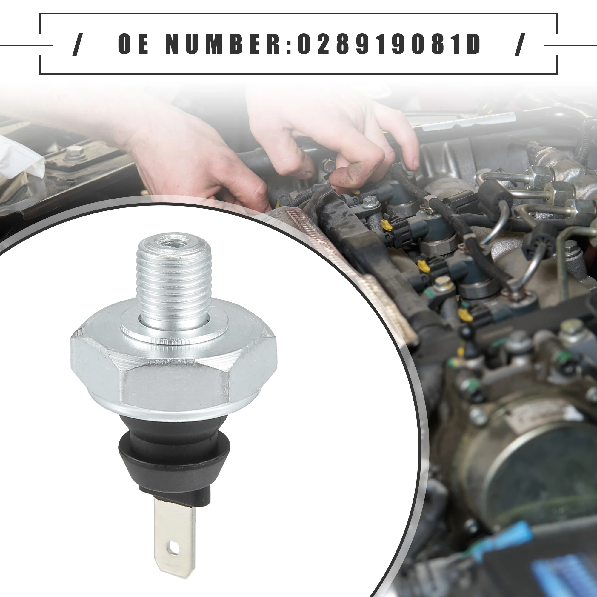 Car Engine Oil Pressure Sensor Replacement, for Volkswagen, Plastic, No.028919081D, Black - Image 2