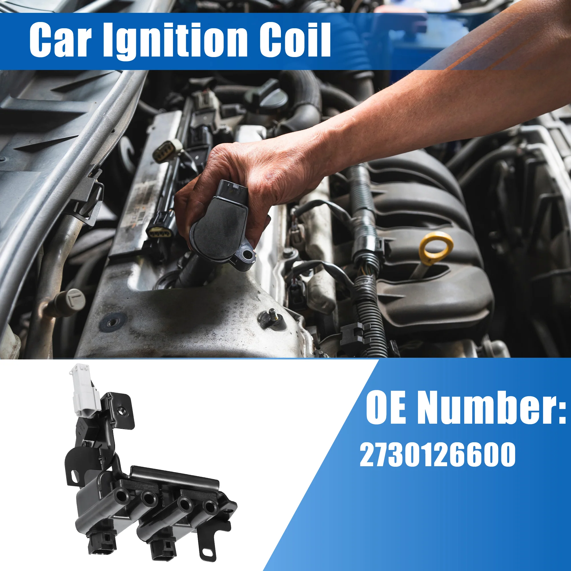 Uxcell Car Ignition Coil No.2730126600 for Hyundai Accent 2001-2005 Plastic Metal Black Gray - Image 2