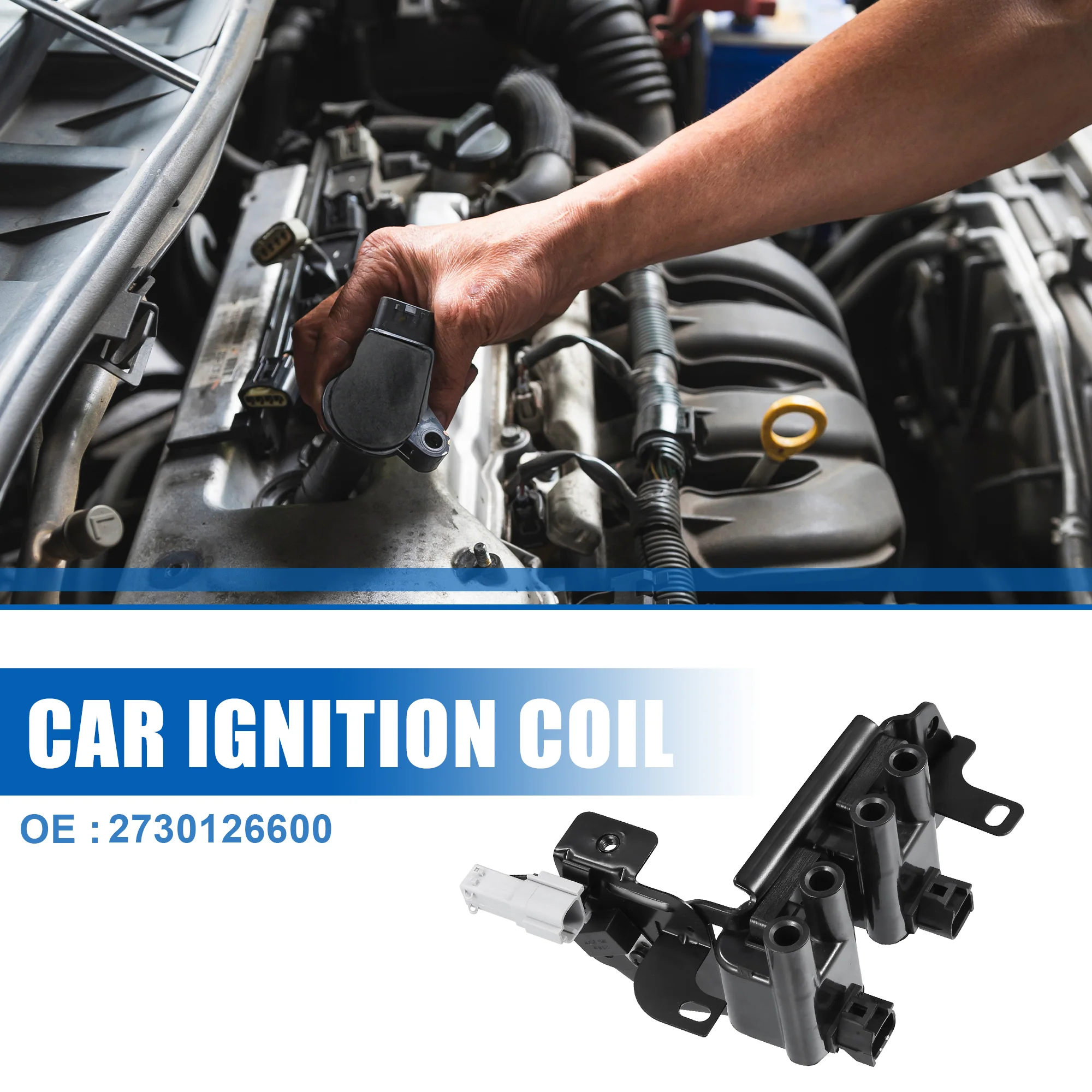 Uxcell Car Ignition Coil No.2730126600 for Hyundai Accent 2001-2005 Plastic Metal Black Gray - Image 3