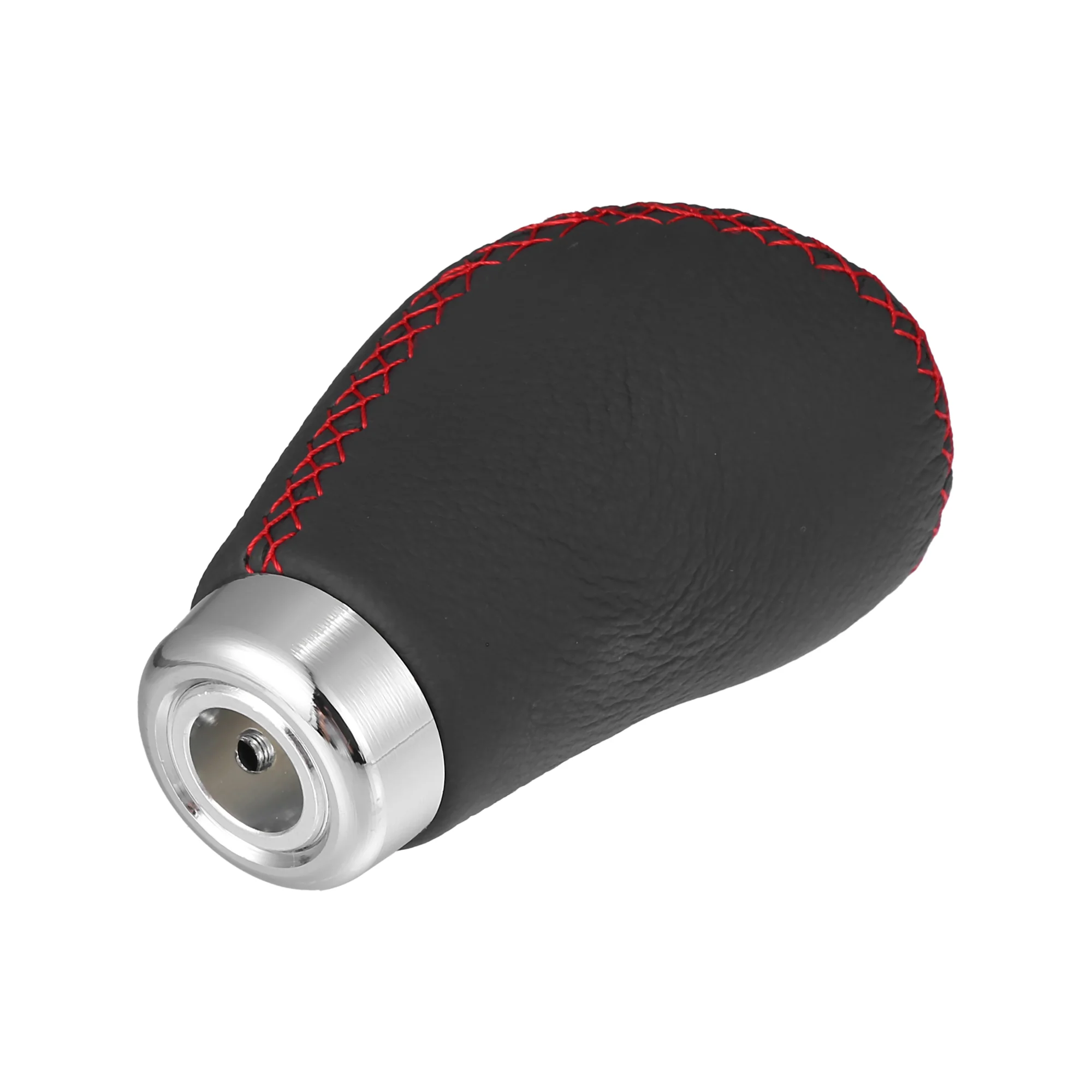 Uxcell 1 Set 5 Speed Car Gear Shift Knob Black Faux Leather with Red Thread with Accessories Black Red - Image 6