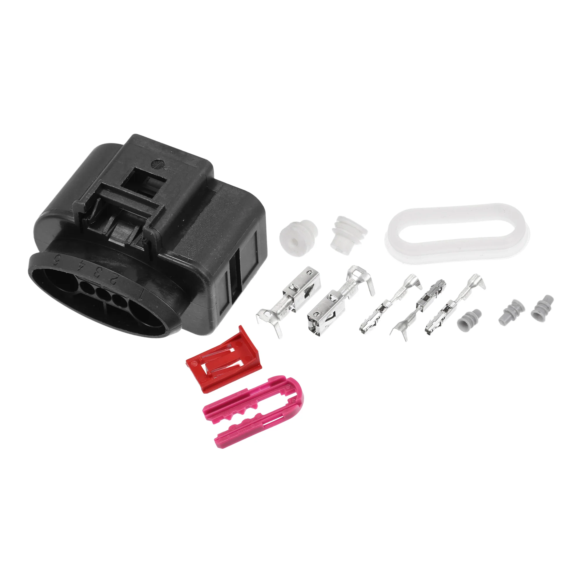 Uxcell 1 Set 5 Pin No.1K0919231 Fuel Pump Control Connector Adapter Plug Clip Kit Replacement for VW for Audi for Seat for Skoda
