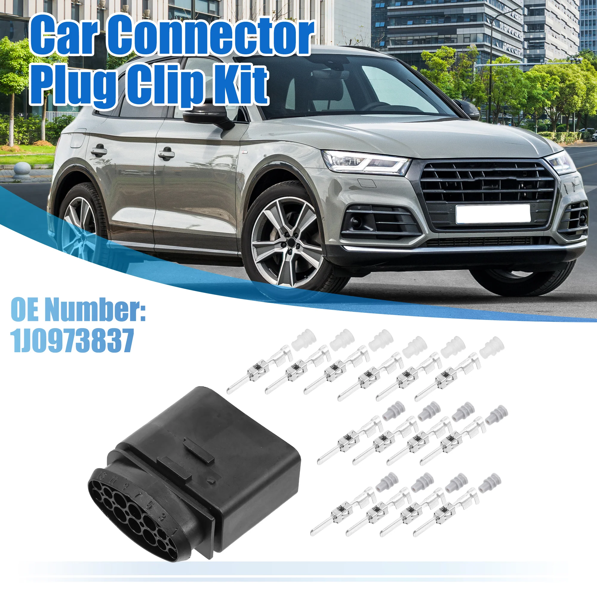 Uxcell 1 Set No.1J0973837 Headlight 14 Pin Plug Electrical Male Connector Adapter Plug Clip Kit Replacement for VW for Audi for Seat for Skoda - Image 2