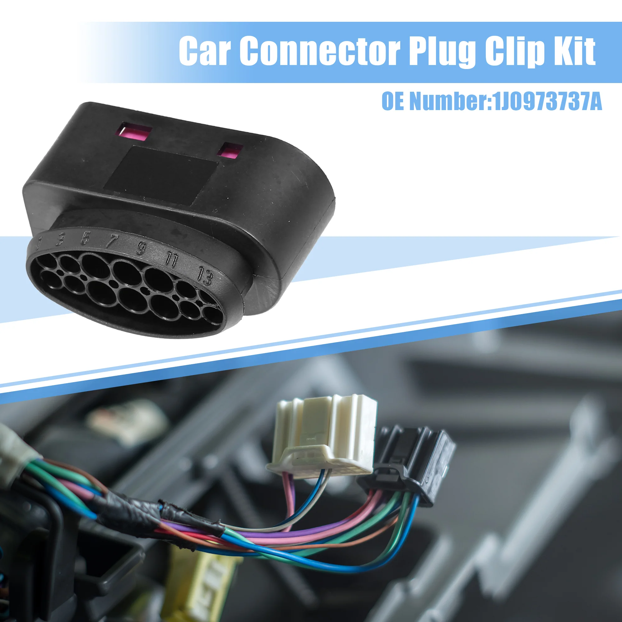 Uxcell 1 Set No.1J0973737A Headlight 14 Pin Plug Female Connector Adapter Plug Clip Kit Replacement for VW for Audi for Seat for Skoda - Image 4