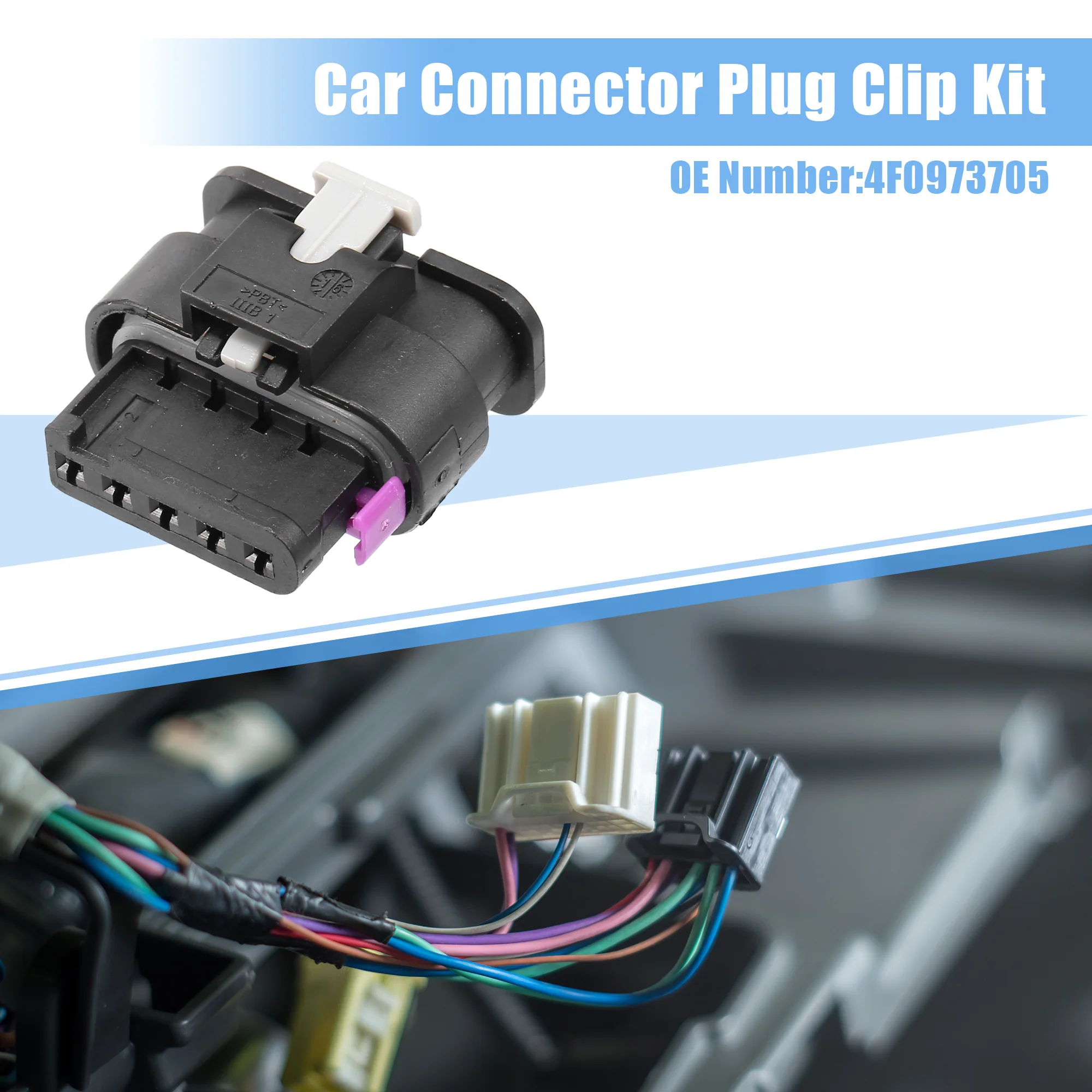 Uxcell 1 Set 5 Pin No.4F0973705 Mass Air Flow MAF Connector Adapter Plug Clip Kit Replacement for VW for Audi - Image 4