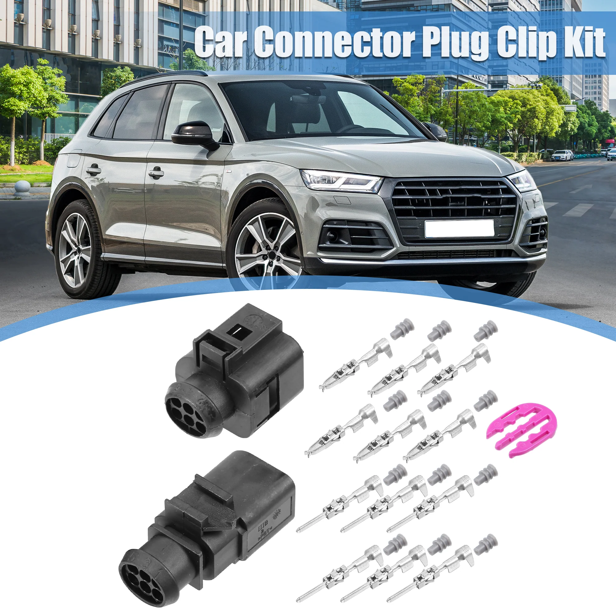 Uxcell 1 Set No.1J0973713/3B0973813 Female and Male 6-Pin Repair Connector Adapter Plug Clip Kit Replacement for VW Golf Jetta Passat - Image 3