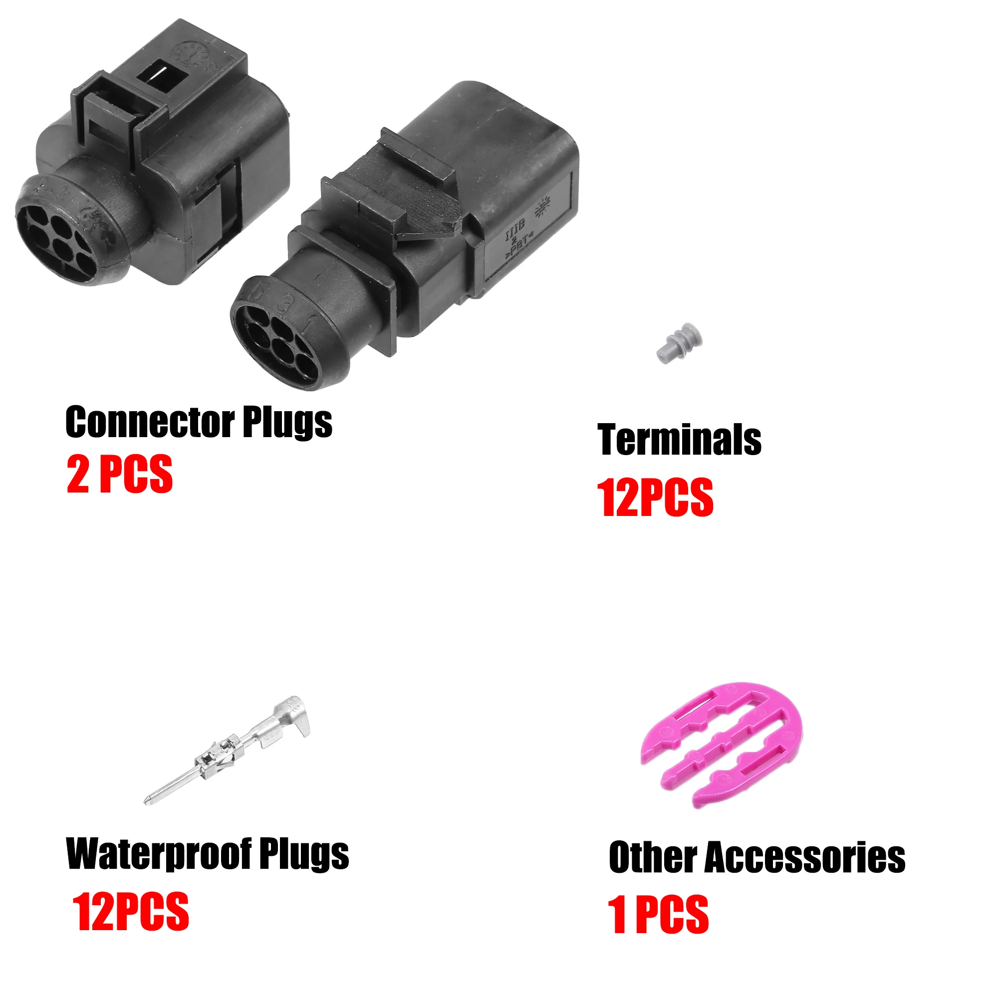 Uxcell 1 Set No.1J0973713/3B0973813 Female and Male 6-Pin Repair Connector Adapter Plug Clip Kit Replacement for VW Golf Jetta Passat - Image 6