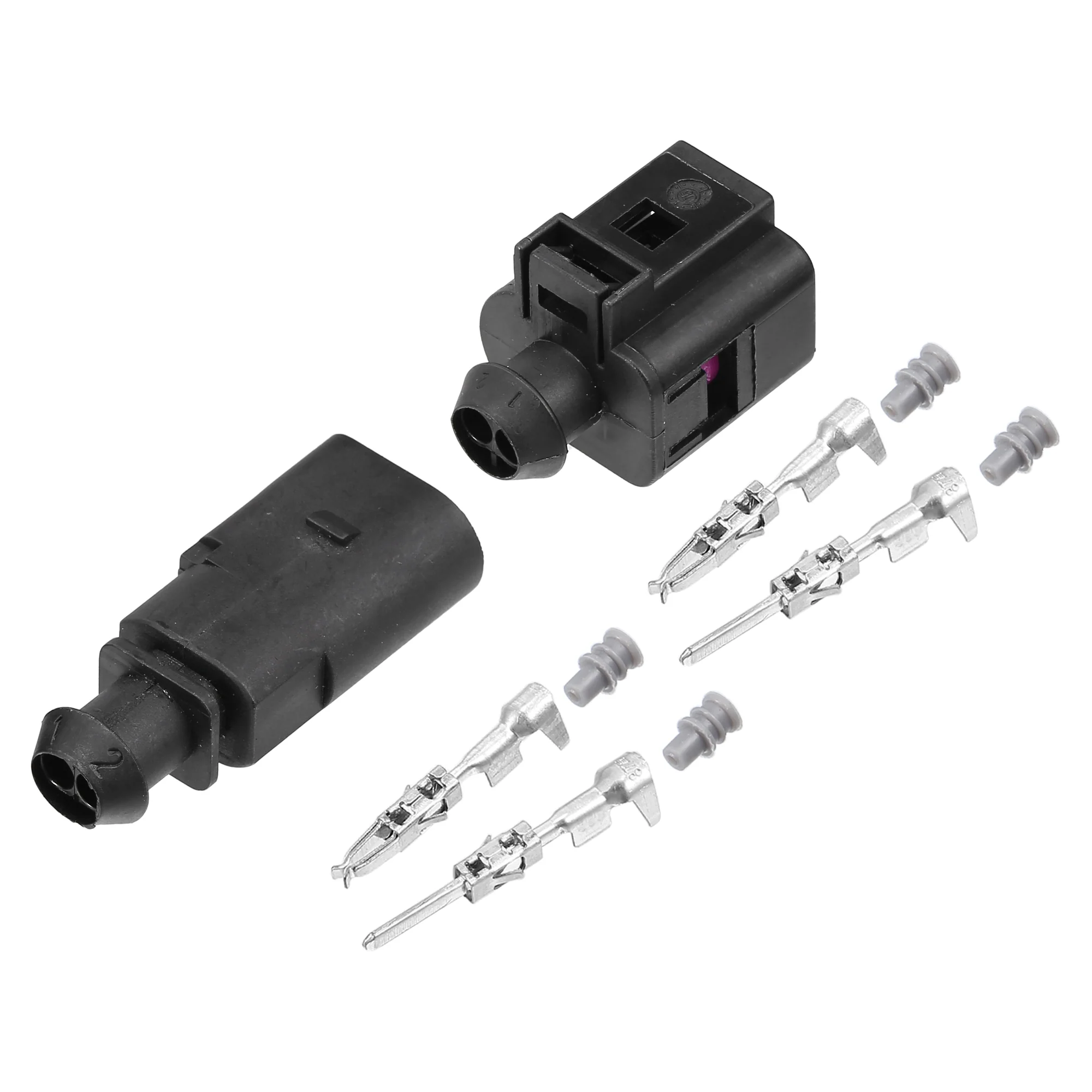 Uxcell 1 Set No.1J0973802/1J0973702 2 Pin Male Female Connector Sensor Plug Adapter Plug Clip Kit Replacement for VW for Audi