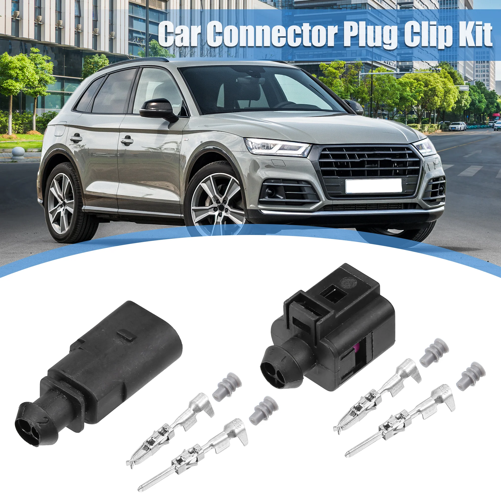 Uxcell 1 Set No.1J0973802/1J0973702 2 Pin Male Female Connector Sensor Plug Adapter Plug Clip Kit Replacement for VW for Audi - Image 3