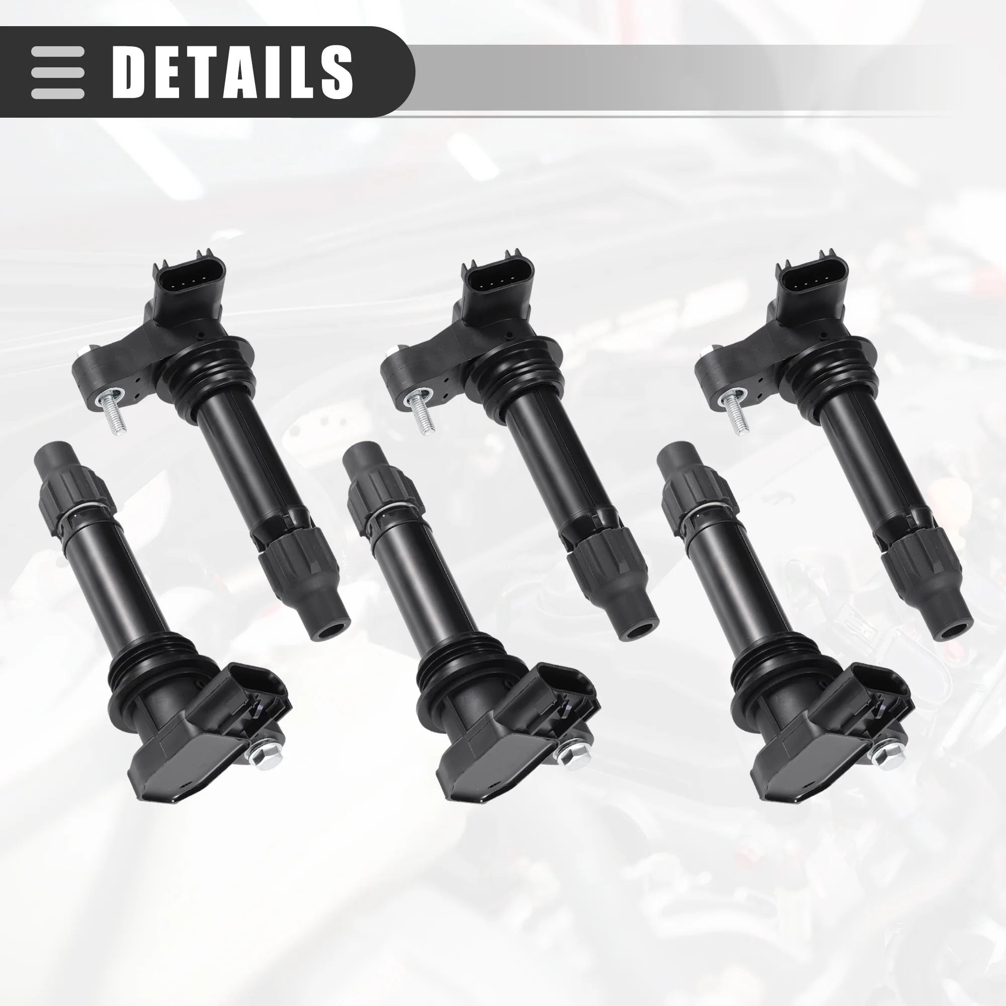 Engine Ignition Coil Assembly, for Chevrolet Malibu 2008-2012, Plastic, No.12632479/12590990/12610626, Black, 6 Pcs - Image 7