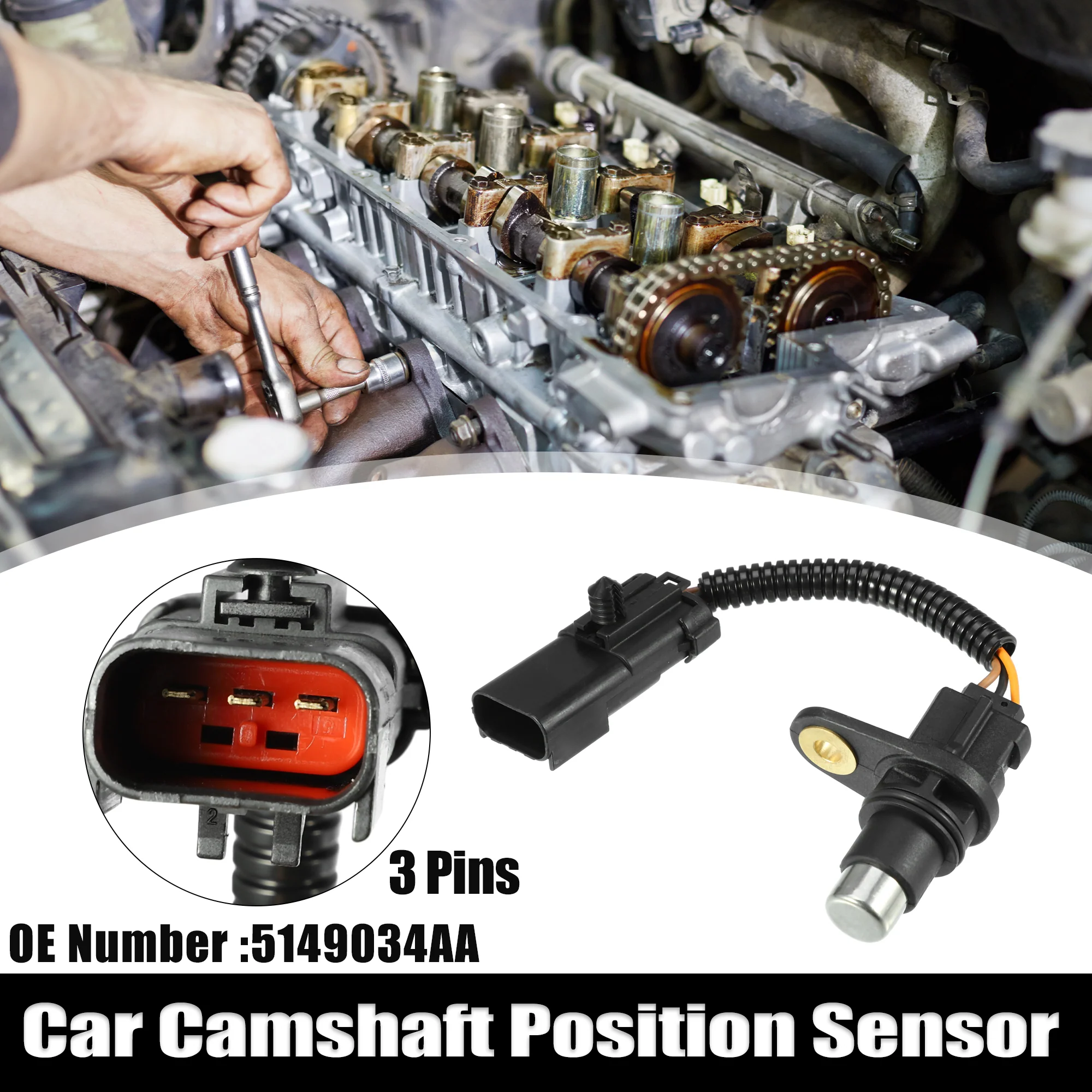 Uxcell Car Camshaft Position Sensor No.5149034AA for Jeep Wrangler Rubicon SE Sport, Unlimited Unlimited Rubicon X 4.0L 2005-2006 - Image 2