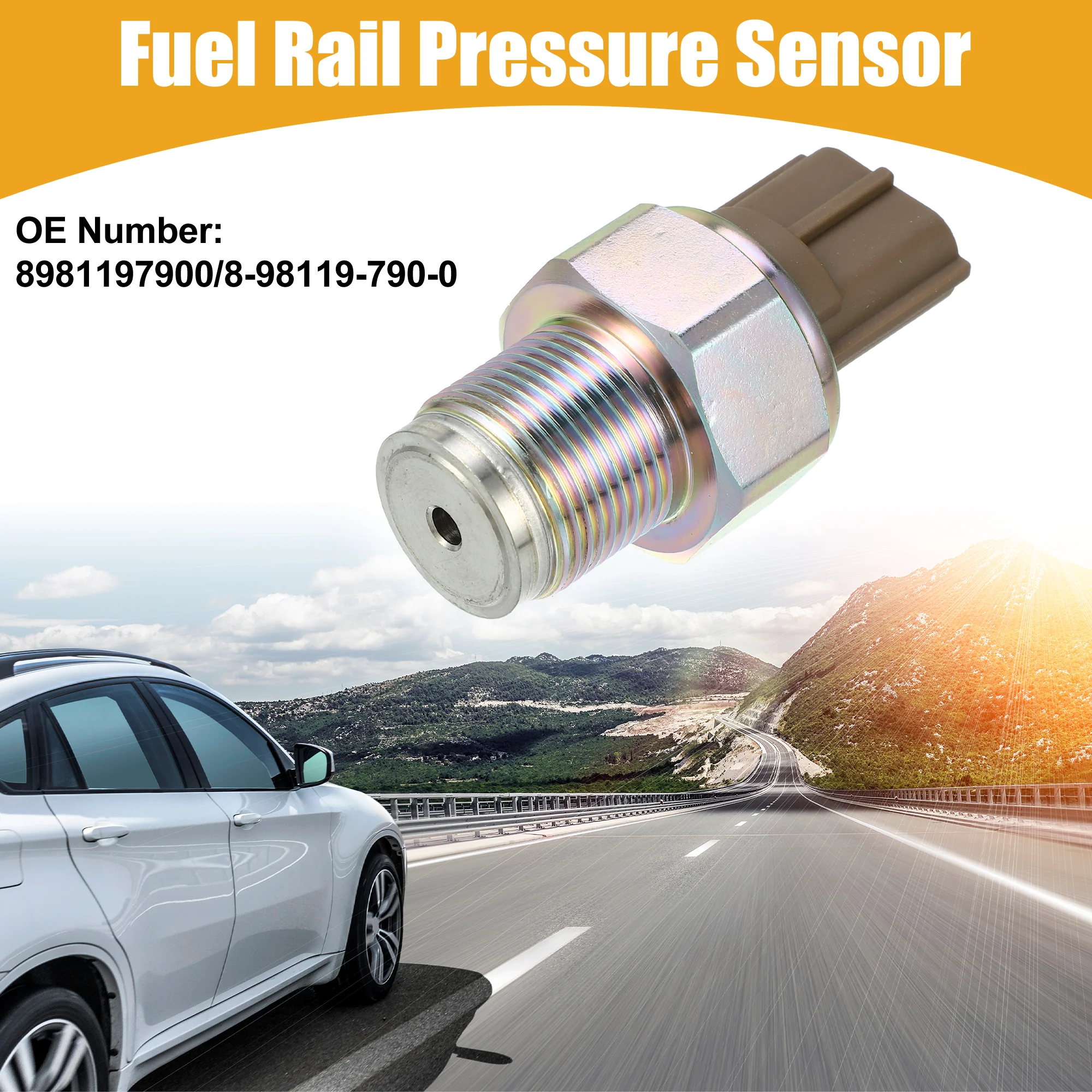 Fuel Rail Pressure Sensor No.8981197900 - Car Fuel Injection Pressure Sensor Regulator - for Isuzu NPR 2003-2007 5.2L for Nissan Pathfinder 2005-2012 Metal ABS Bronze Tone - 1 Pc - Image 3