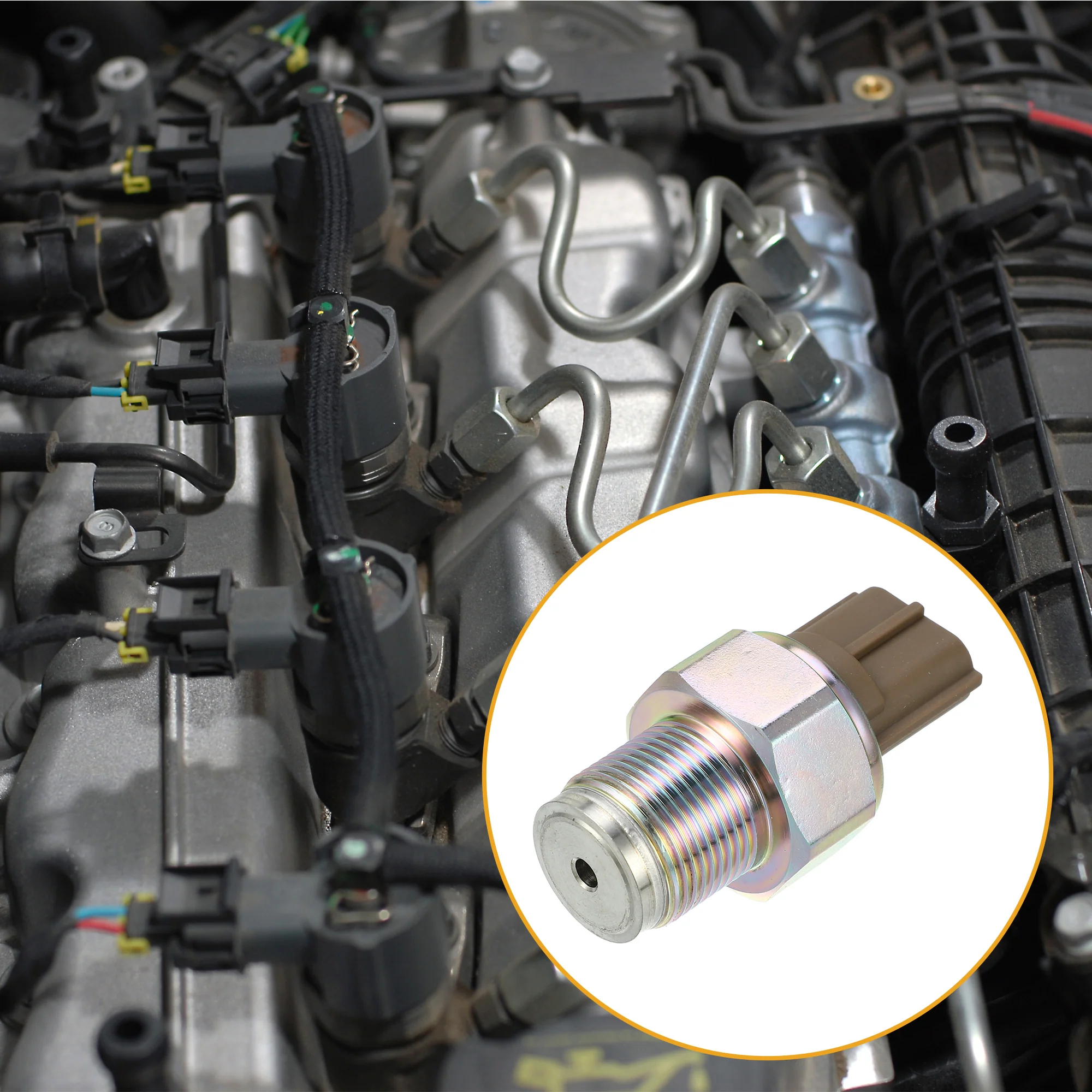 Fuel Rail Pressure Sensor No.8981197900 - Car Fuel Injection Pressure Sensor Regulator - for Isuzu NPR 2003-2007 5.2L for Nissan Pathfinder 2005-2012 Metal ABS Bronze Tone - 1 Pc - Image 4