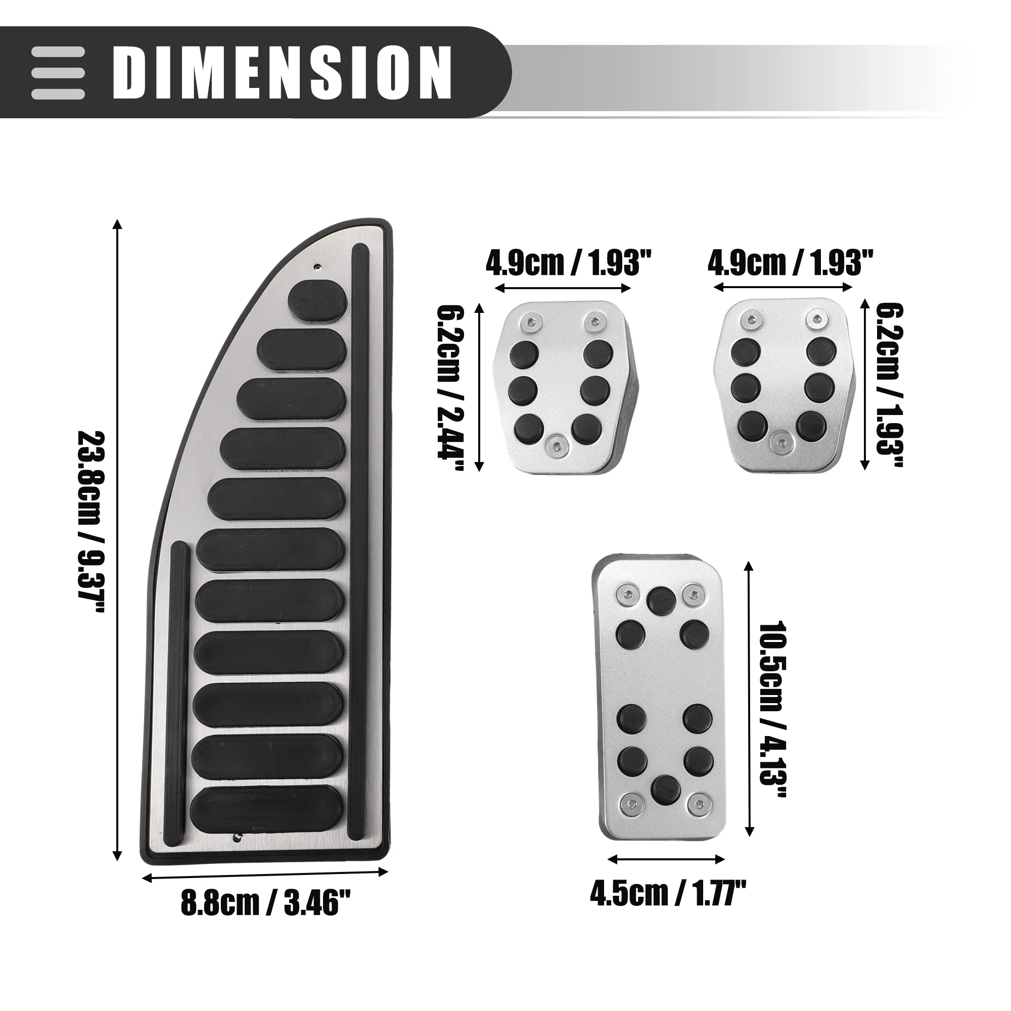 Car Manual Transmission Fuel Brake Dead Pedal Cover Set, for Ford Focus 2 3 4 MK2 MK3 MK4 Kuga Escape RS ST 2005-2017, Metal, Black Silver Tone, 1 Set - Image 5