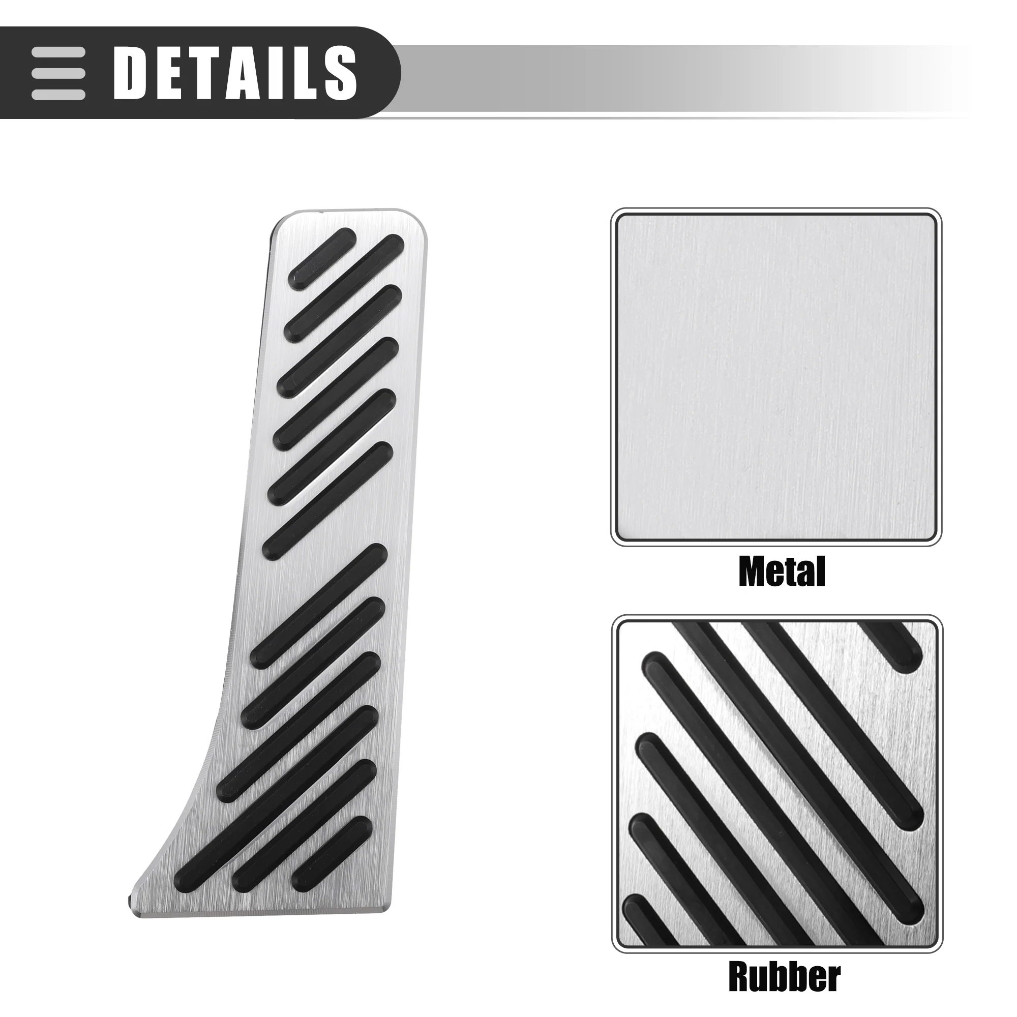 Brake and Accelerator Pedal Covers, for Mercedes Benz Smart Fortwo 2009-2014, Metal, Black Silver Tone, 1 Set - Image 7