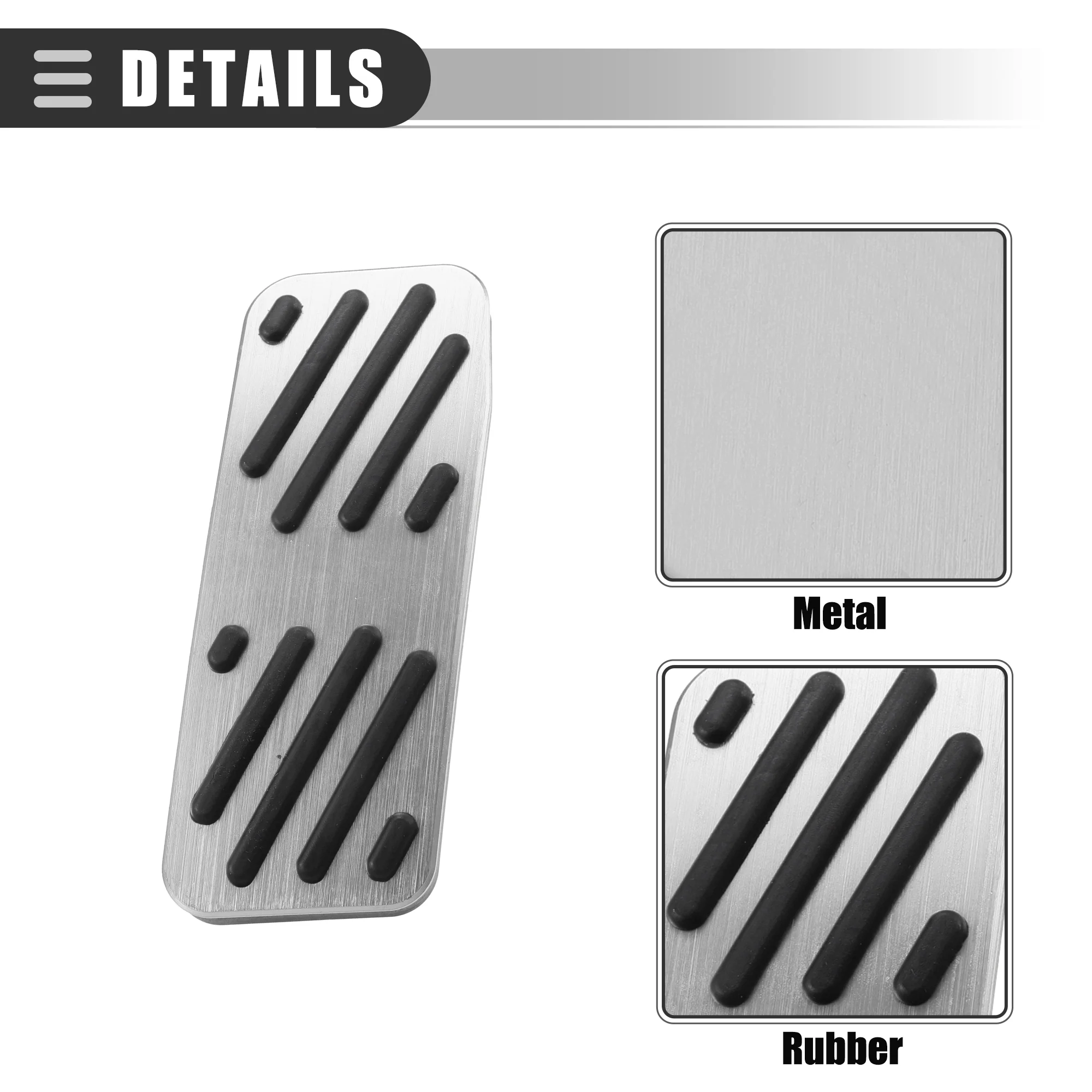 Brake Accelerator Pedal Covers Set for Jeep Cherokee 14-21 Black Silver Tone - Image 5