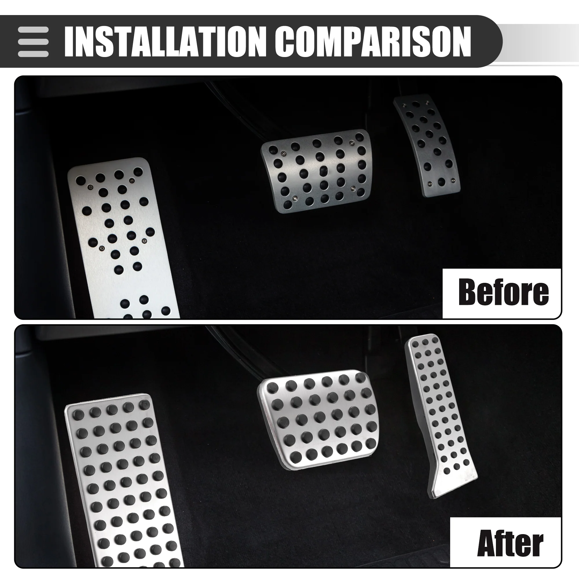 Gas Accelerator Brake Foot Rest Pedals Pad Covers, for Mazda CX-3 2016-2019, Metal, Black Silver Tone, 1 Set - Image 4