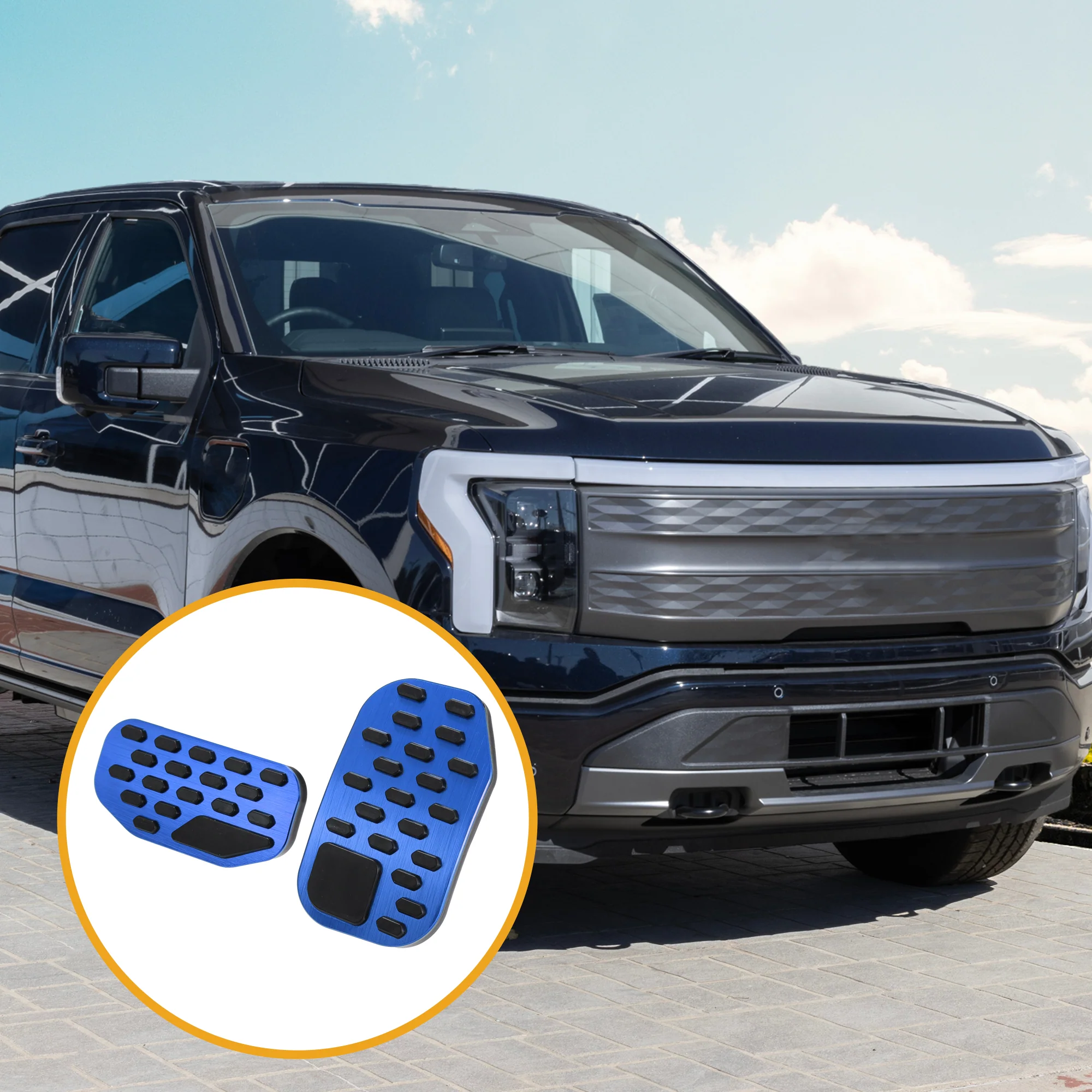 Brake Gas Pedal Pads - Auto Accelerator Pedal Covers - for Ford F-150 2021-2023 Metal Plastic Black Blue - 1 Set - Image 2