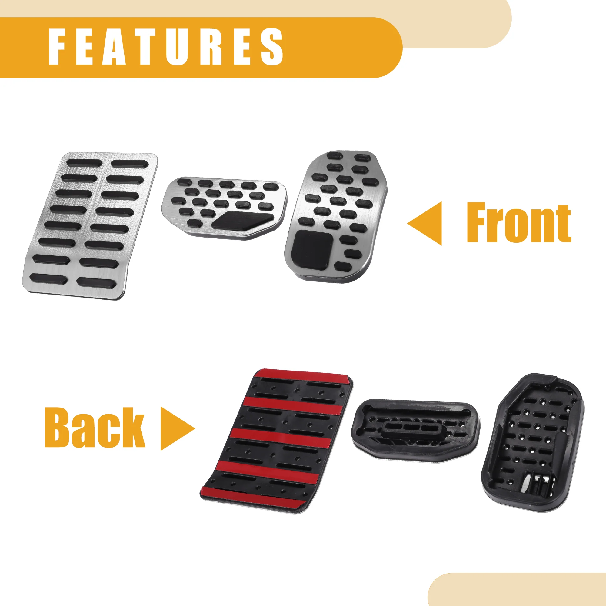 Pedal Pads - Auto Brake and Gas Accelerator Pedal Pads Rest Pedal Cover - for Ford F-150 2021-2023 Metal Plastic Black Red Silver Tone - 1 Set - Image 7