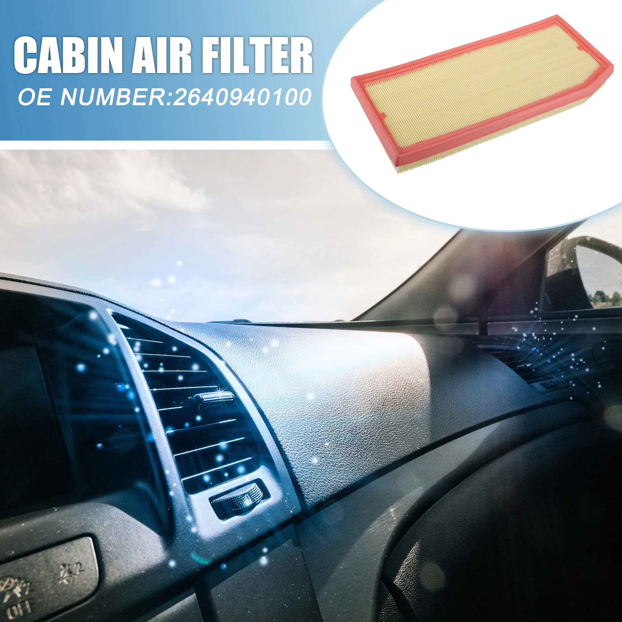 Cabin Air Filter No.2640940100 14.25"x6.89"x1.42" Engine Air Filter for Mercedes-Benz C300 2019-2021 L4 2.0L Polyurethane Yellow - Image 3