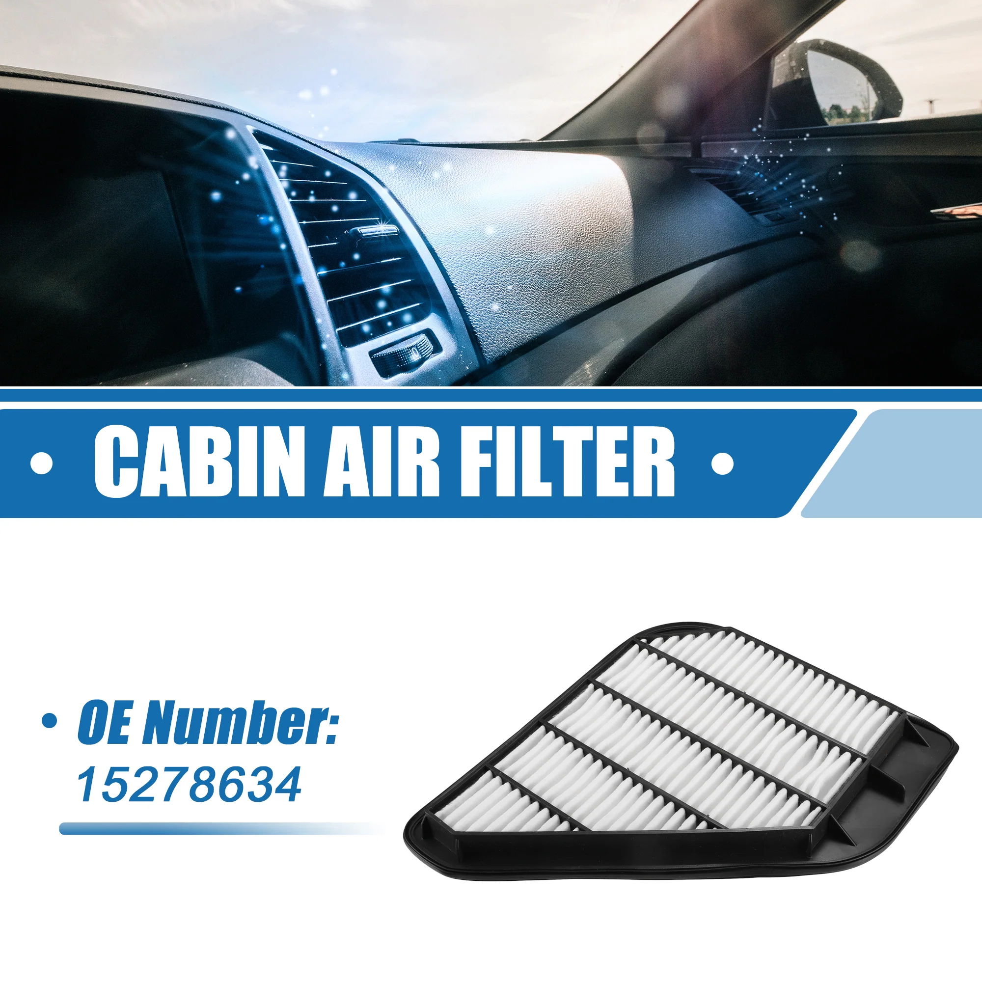 Cabin Air Filter No.15278634 13.58"x11.69"x1.65" Engine Air Filter for Buick Enclave 2008-2017 Polyurethane White - Image 2