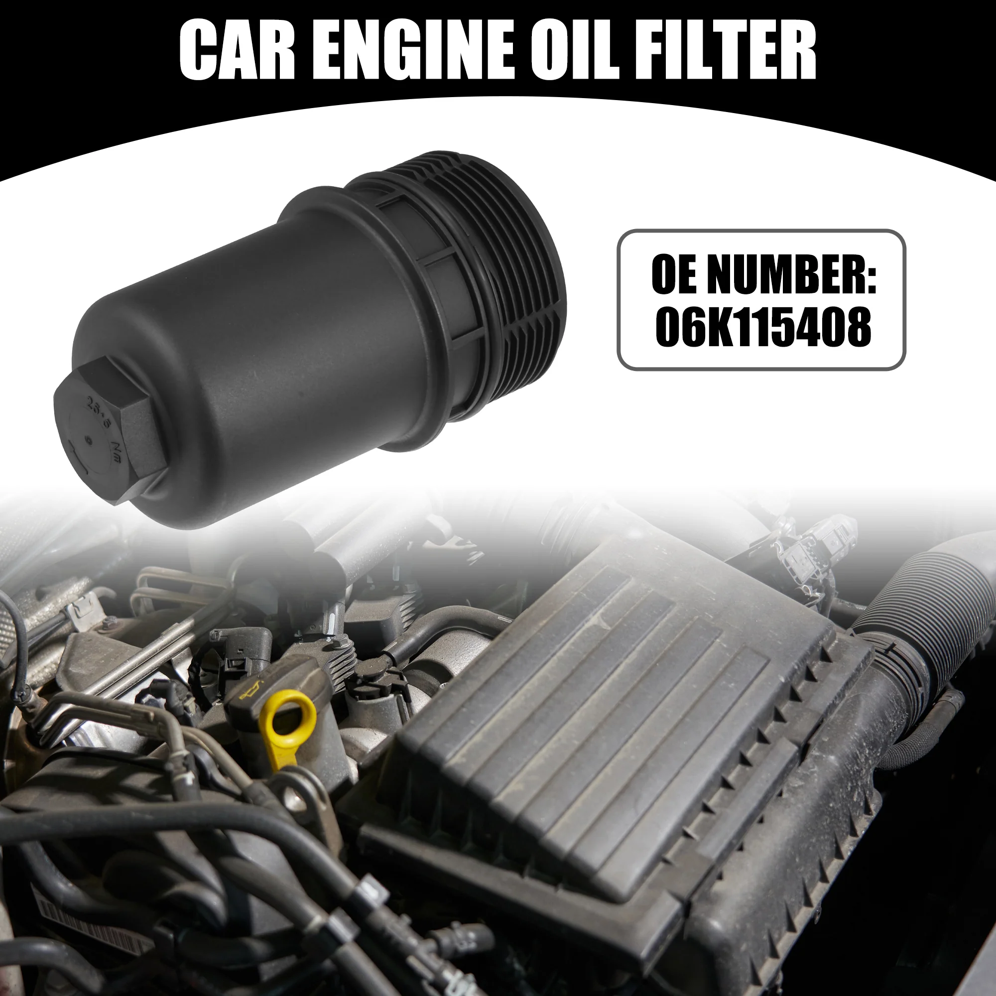 Oil Engine Filter Housing Cap Cover No.06K115408 - Car Oil Filter Housing Cap - for Volkswagen Plastic Black - 1 Pc - Image 3