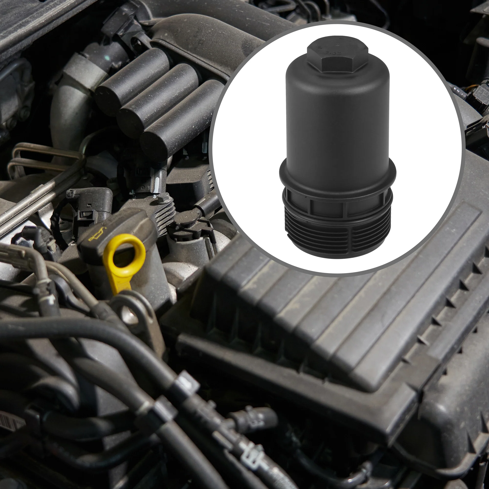 Oil Engine Filter Housing Cap Cover No.06K115408 - Car Oil Filter Housing Cap - for Volkswagen Plastic Black - 1 Pc - Image 4