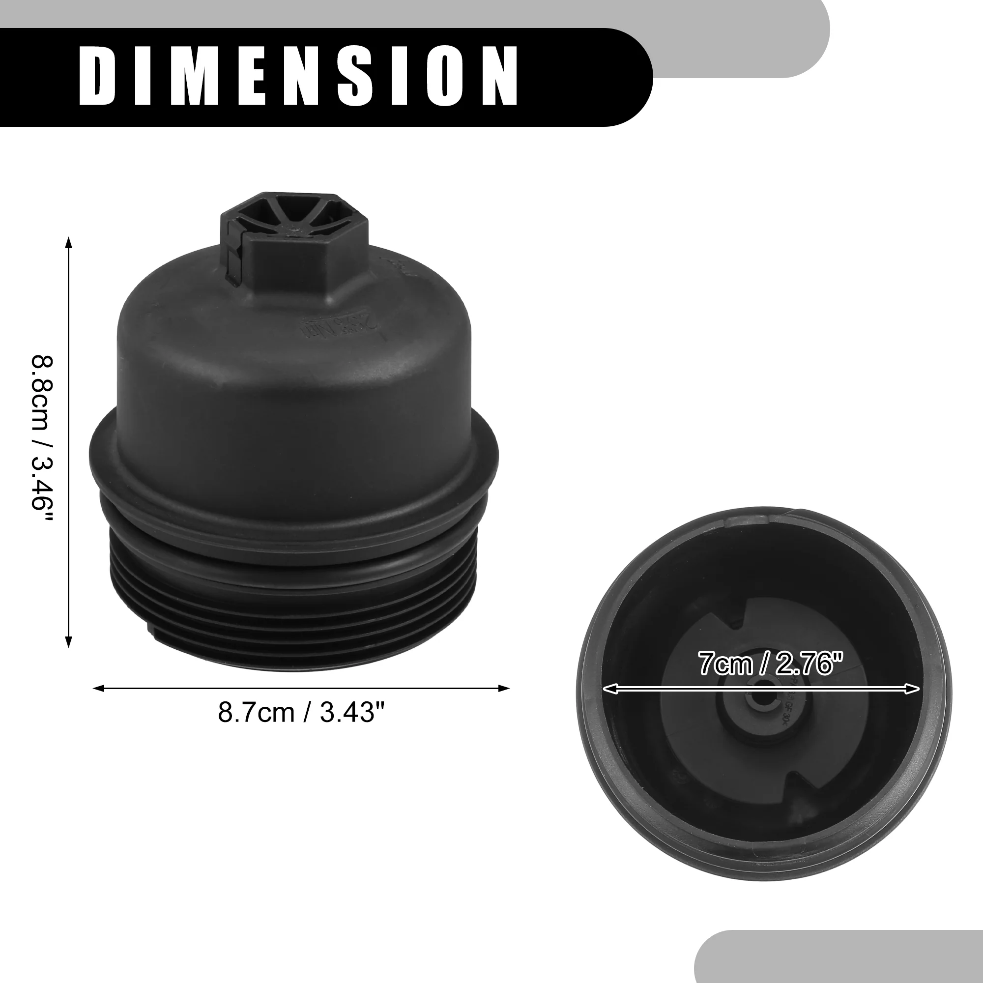 Oil Engine Filter Housing Cap Cover No.4892850AA - Car Oil Filter Housing Cap - for Dodge Dart 2012-2016 4 Cyl 1.4L Plastic Black - 1 Pc - Image 5