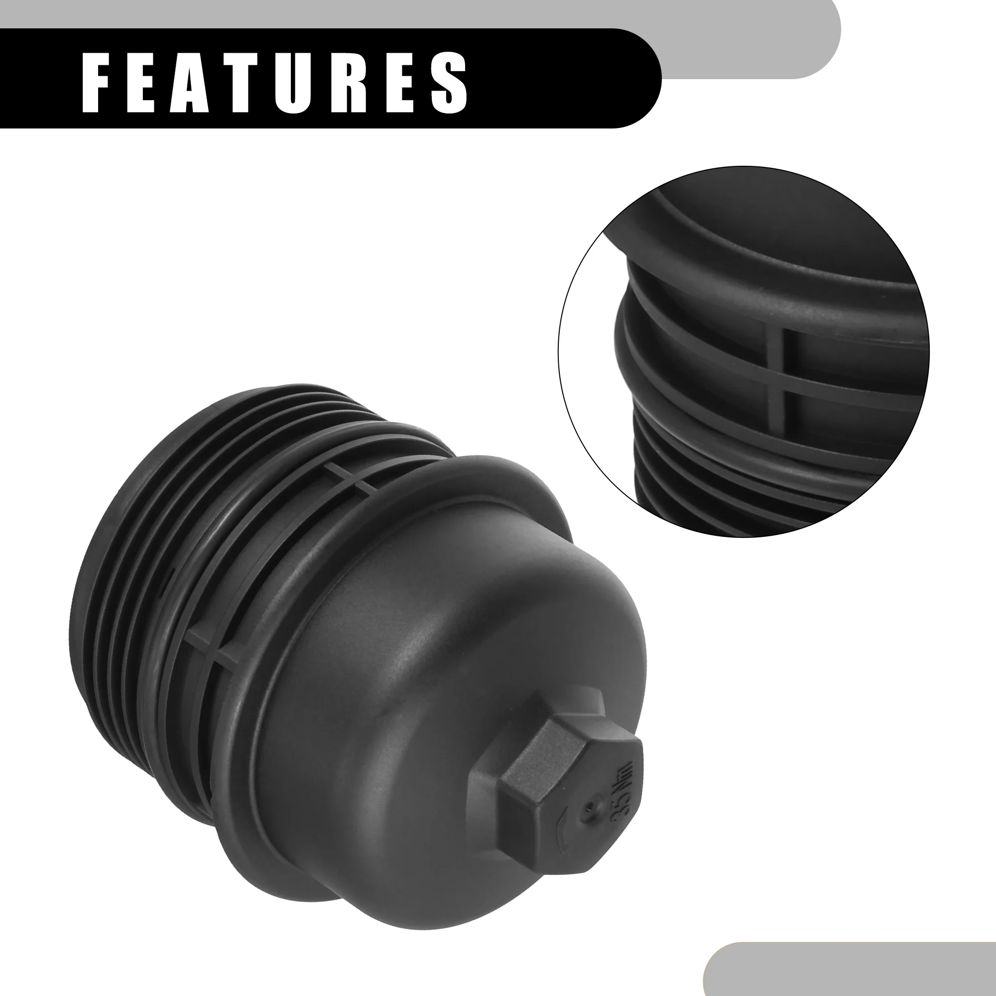Oil Engine Filter Housing Cap Cover No.26350-3C701 - Car Oil Filter Housing Cap - for Hyundai Palisade 2020-2023 DOHC Plastic Black - 1 Pc - Image 6