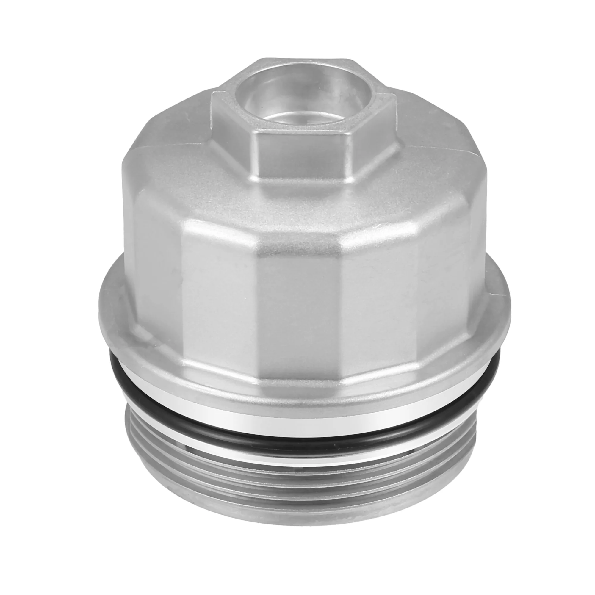 Oil Engine Filter Housing Cap Cover No.11427563763 - Car Oil Filter Housing Cap - for MINI Convertible Base 2005-2008 Metal Silver Tone - 1 Pc