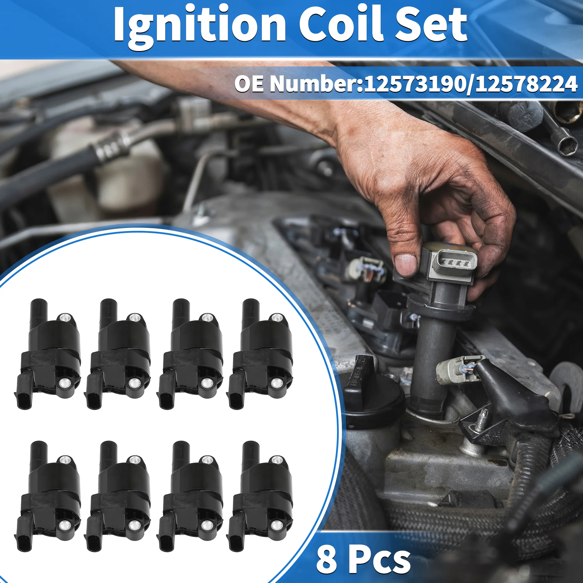 8 Pcs Ignition Coils Compatible for Cadillac Escalade 2007-2014, Durable ABS Metal Black Engine Ignition Coil Replacement - Image 2