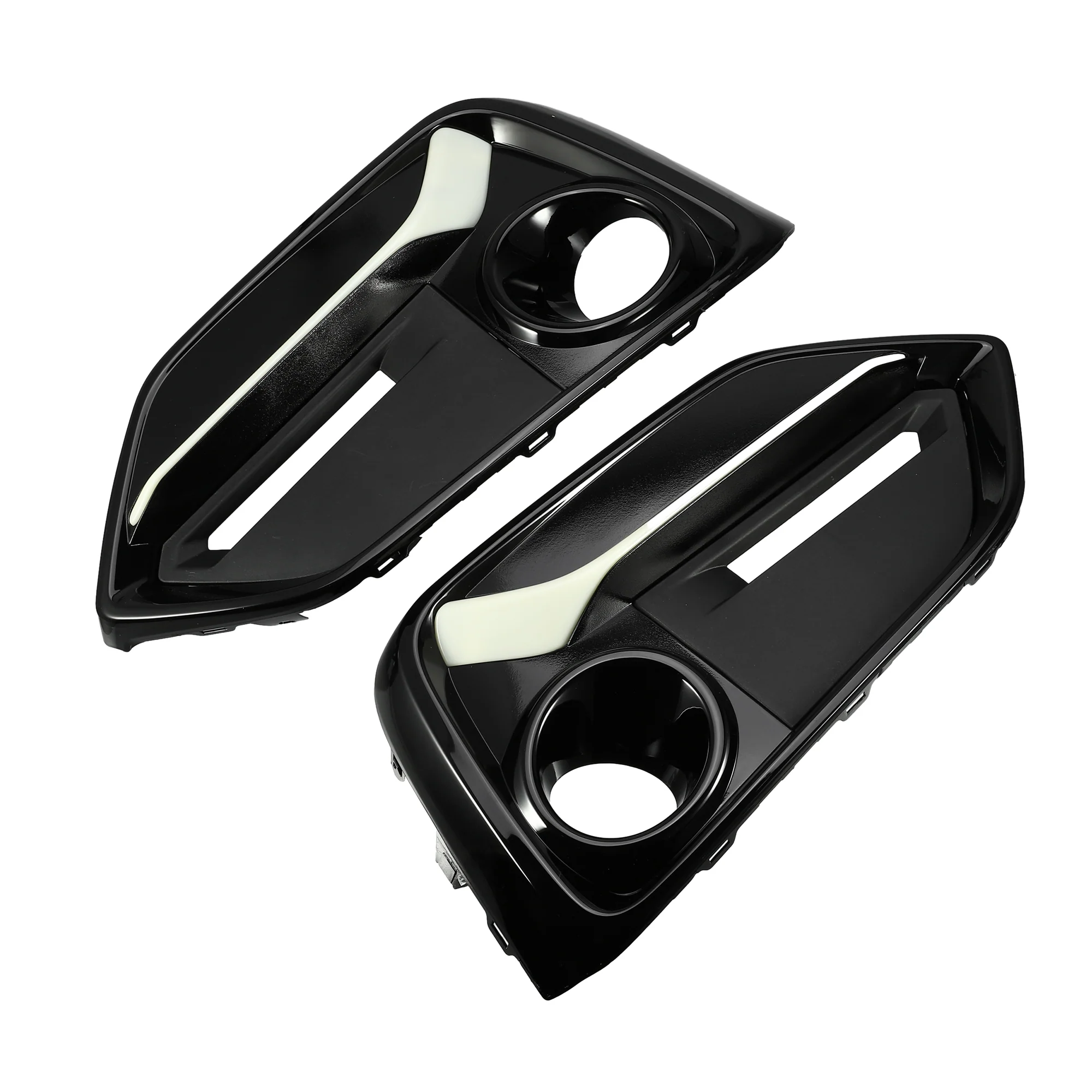 Front Left Right Side Fog Light Grille Cover Bumper Fog Lamp Frame Grille Cover Cap Trim for Honda Civic 2020-2021 Plastic Black 1 Pair