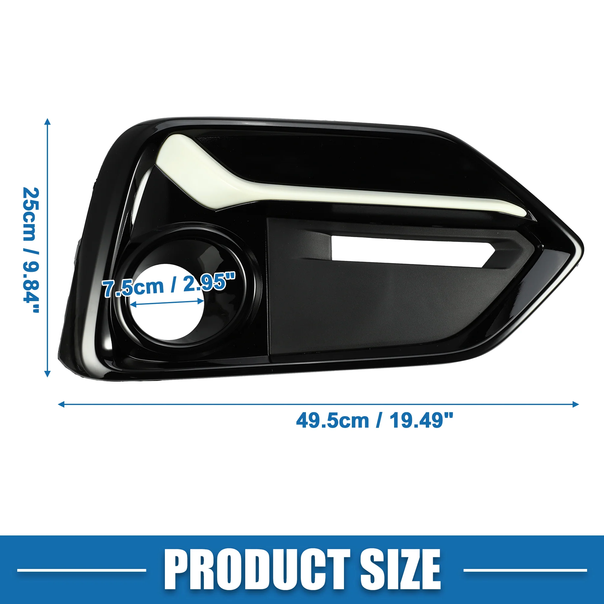 Front Left Right Side Fog Light Grille Cover Bumper Fog Lamp Frame Grille Cover Cap Trim for Honda Civic 2020-2021 Plastic Black 1 Pair - Image 5