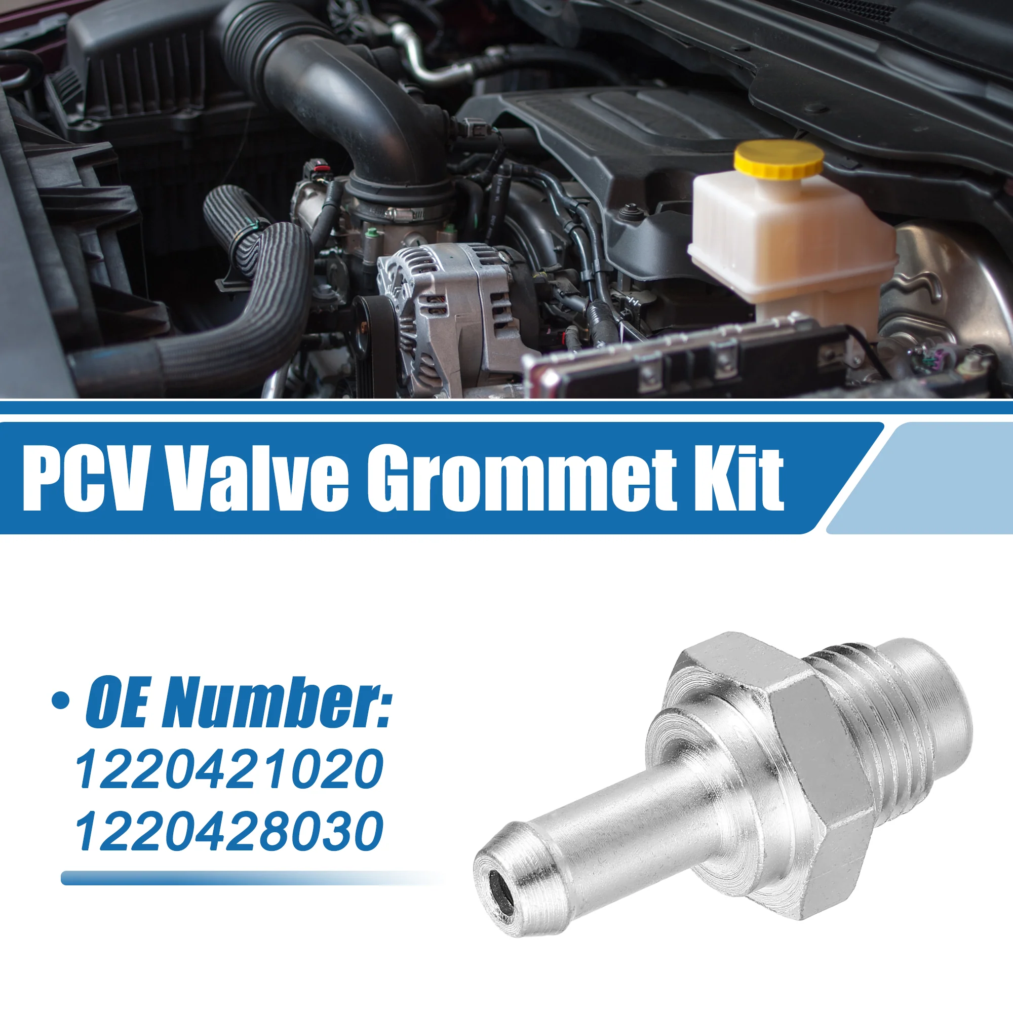 PCV Valve Grommet Exhaust Positive Crankcase Ventilation Fittings No.1220421020/1220428030 for Toyota RAV4 Matrix Metal Silver Tone - Image 2