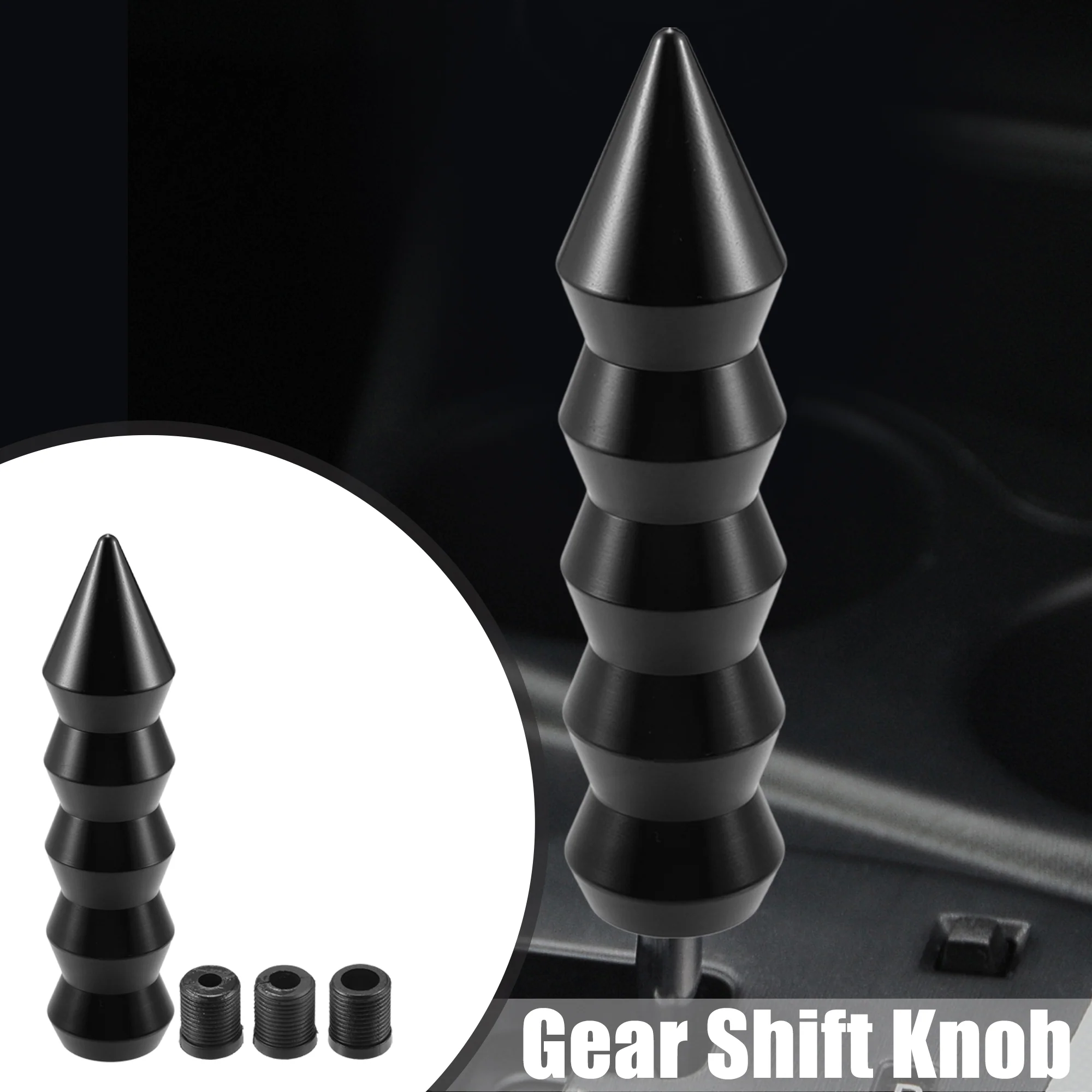 Universal Shift Knob Automatic Stick Gear Shifter Knob for Cars with 3 Adapters 8mm 10mm 12mm Black - Pack of 4 - Image 2