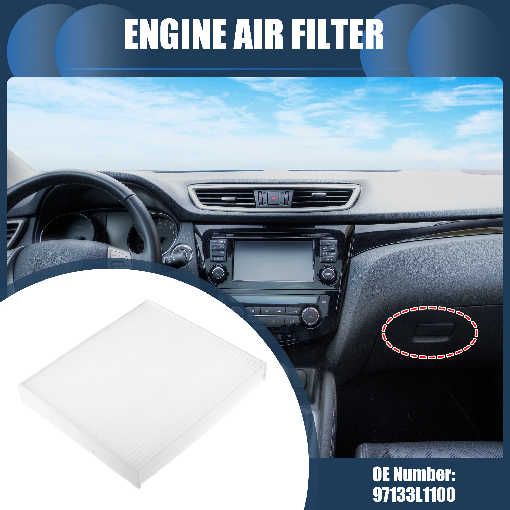 Engine Air Filter, No.97133L1100 for Hyundai Elantra 2021-2023 for Hyundai Elantra N 2022 White, 1 Pcs - Image 2