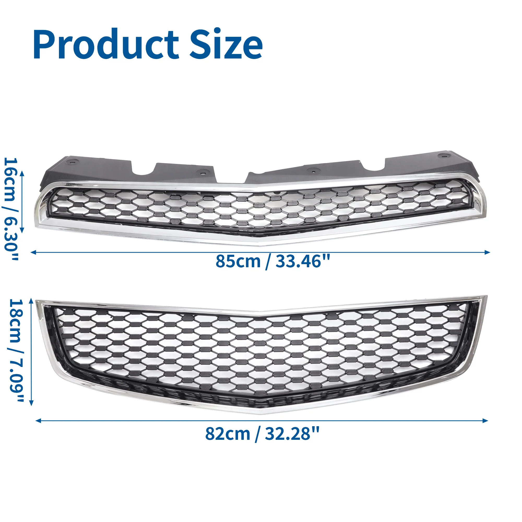 No.25798747/25798750 Front Hood Bumper Grille Grill for Chevrolet Equinox 2010 LS LT Front Bumper Kidney Grille Grill Chrome Silver Tone 1 Set - Image 4