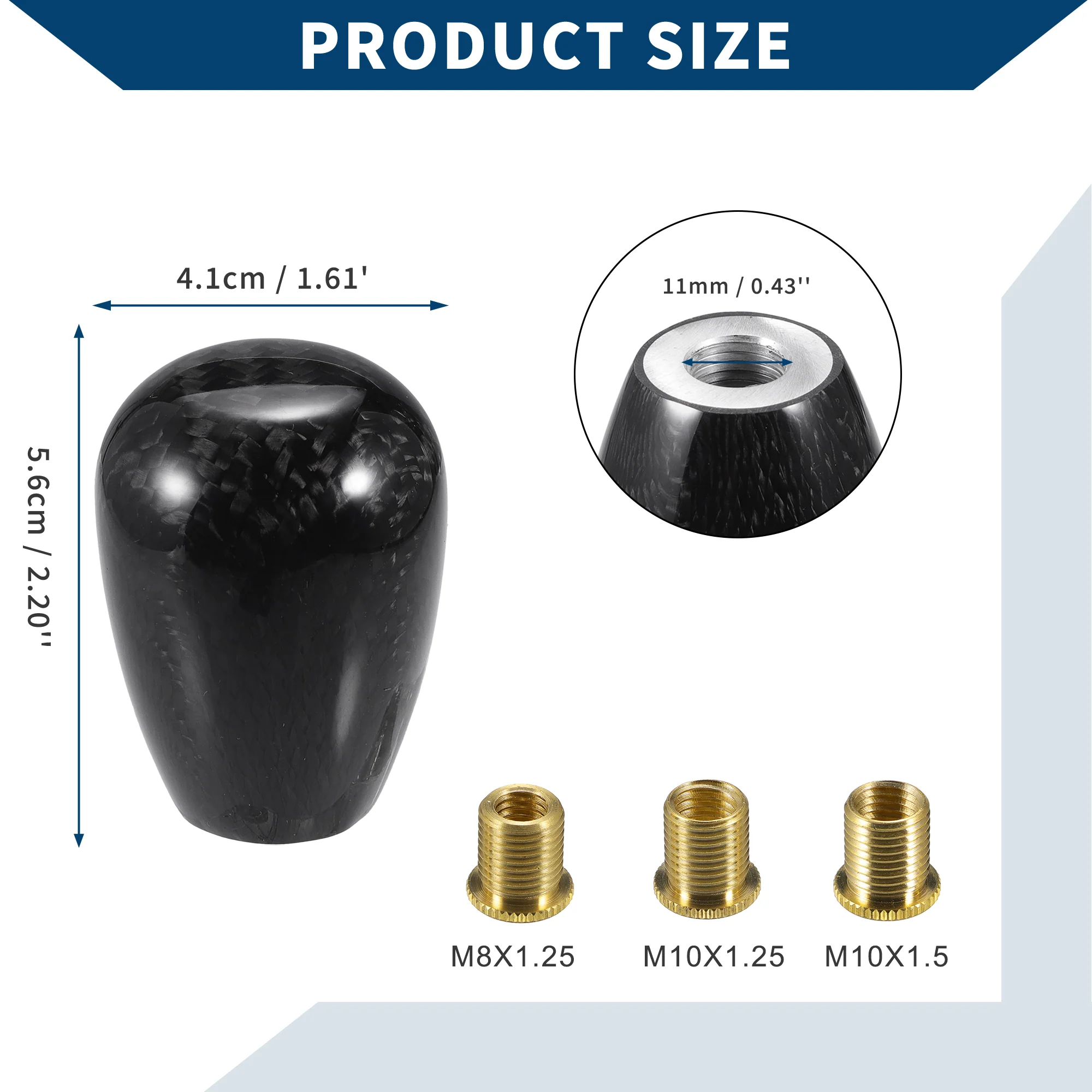 Shift Knob with 3 Adapter / Front Gear Shifter Knob for Automatic and Manual Vehicles / Durable Stick Shifter Lever Knob Resin 5.6cm / 1 Set Black - Image 6