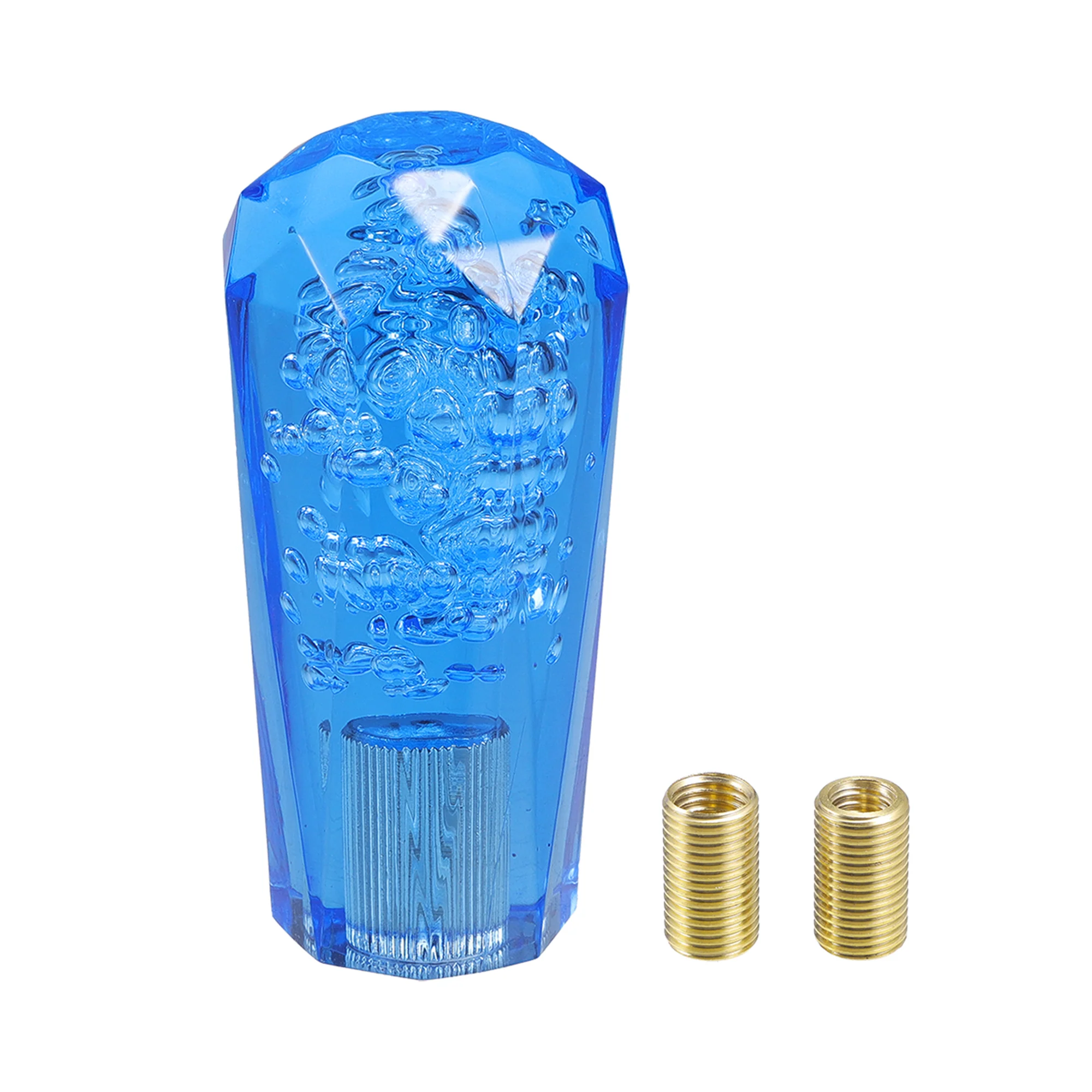 Gear Shifter Knob Kit, 10cm Faux Crystal Stick Shifter Lever Knob Universal for Automatic and Manual Vehicles Durable Acrylic Blue with 2 Adapter