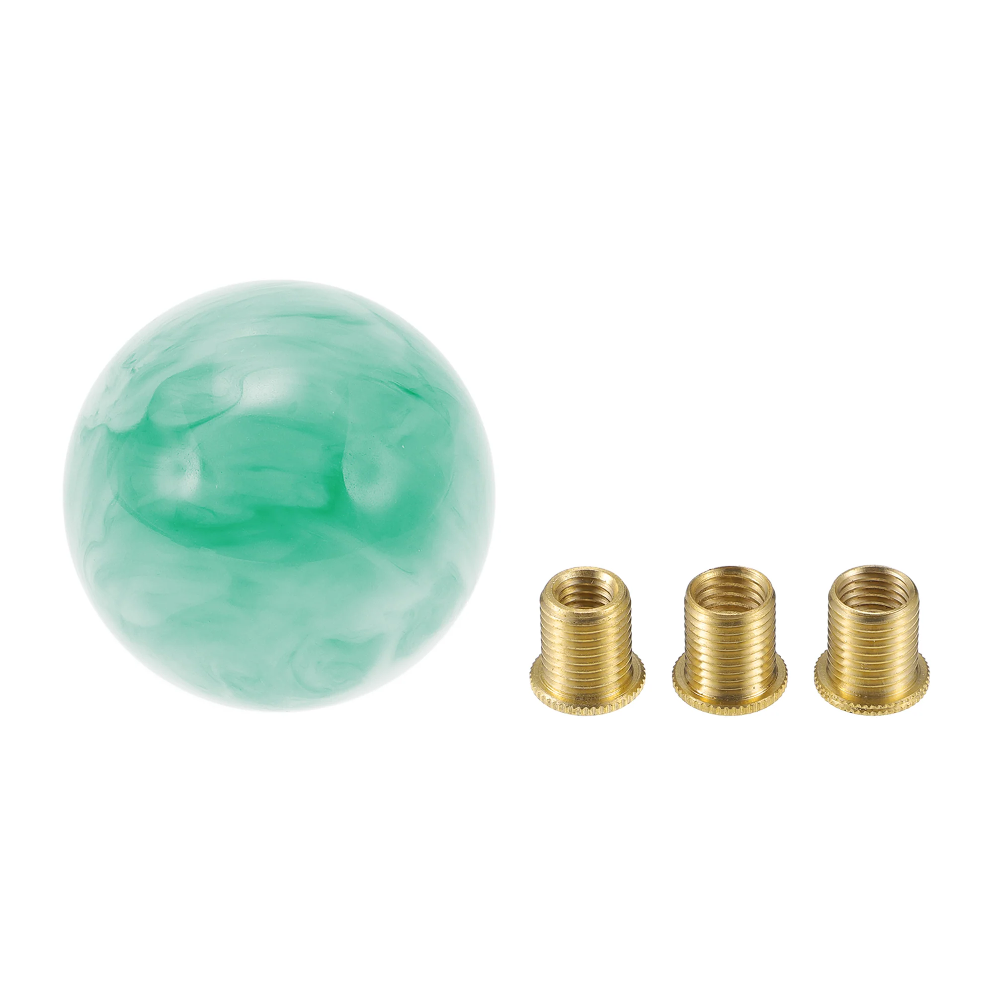Universal Shift Knob Round Ball Stick Shifter Lever Knob with 3 Adapter for Automatic and Manual Vehicle Acrylic Green White (Set of 4)