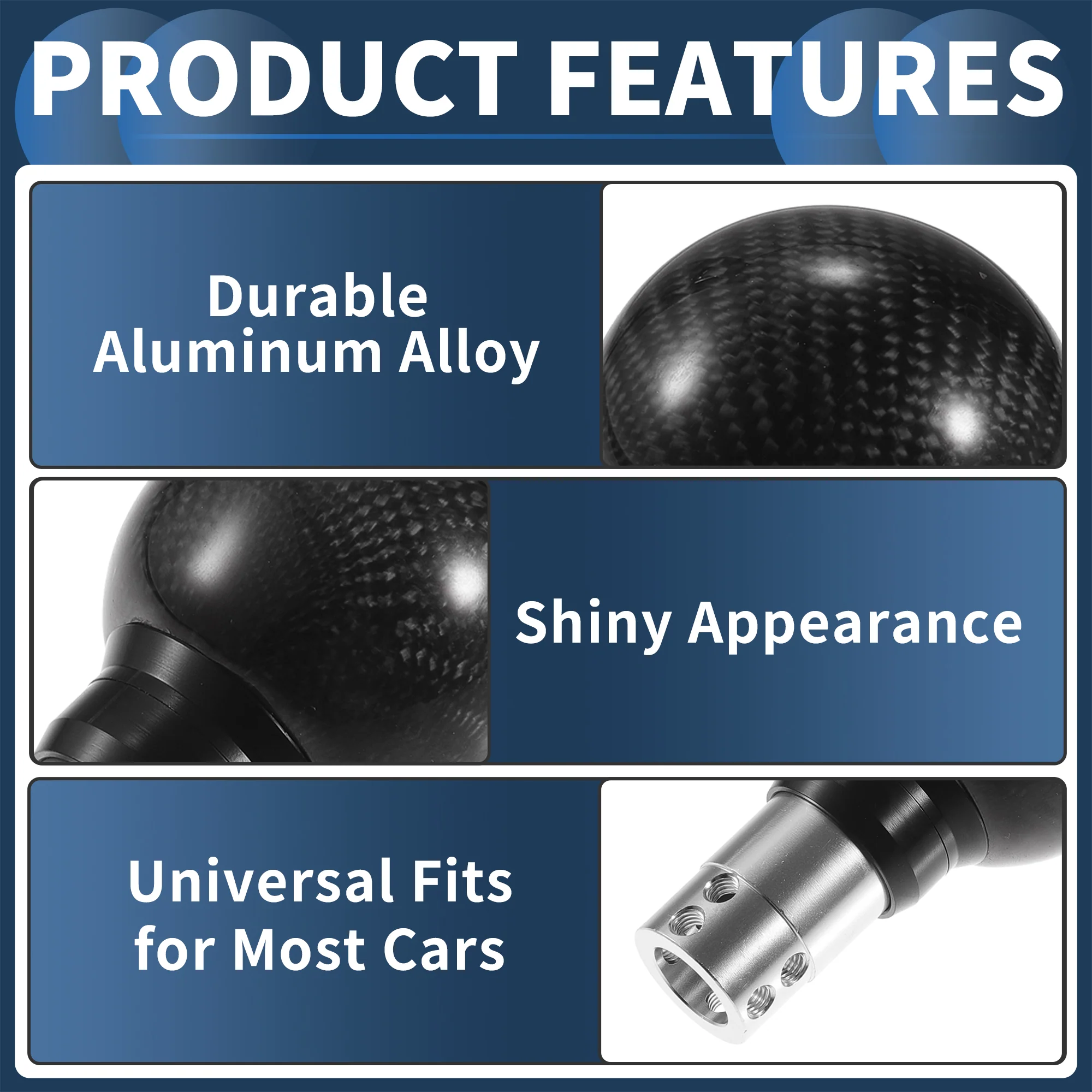 Car Shift Knob, 9.2cm Universal for Automatic and Manual Vehicle Gear Shifter Knob with 1 Gear Head Limiter Aluminum Alloy Black Silver Tone, 1 Set - Image 7