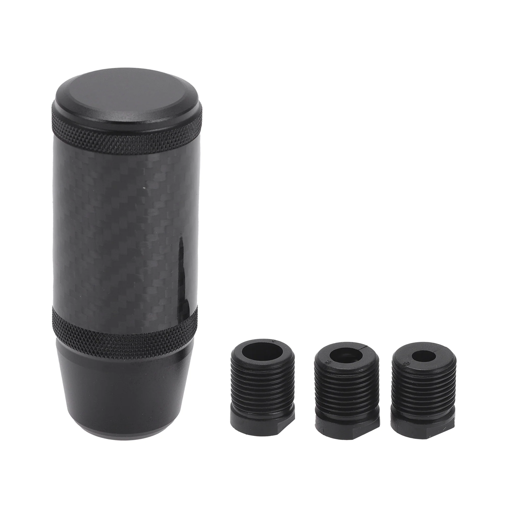 Shift Knob with 3 Adapter / Front Gear Shifter Knob for Automatic and Manual Vehicles / Durable Cylinder Stick Shifter Lever Knob Aluminum Alloy 9.5cm / 1 Set Black