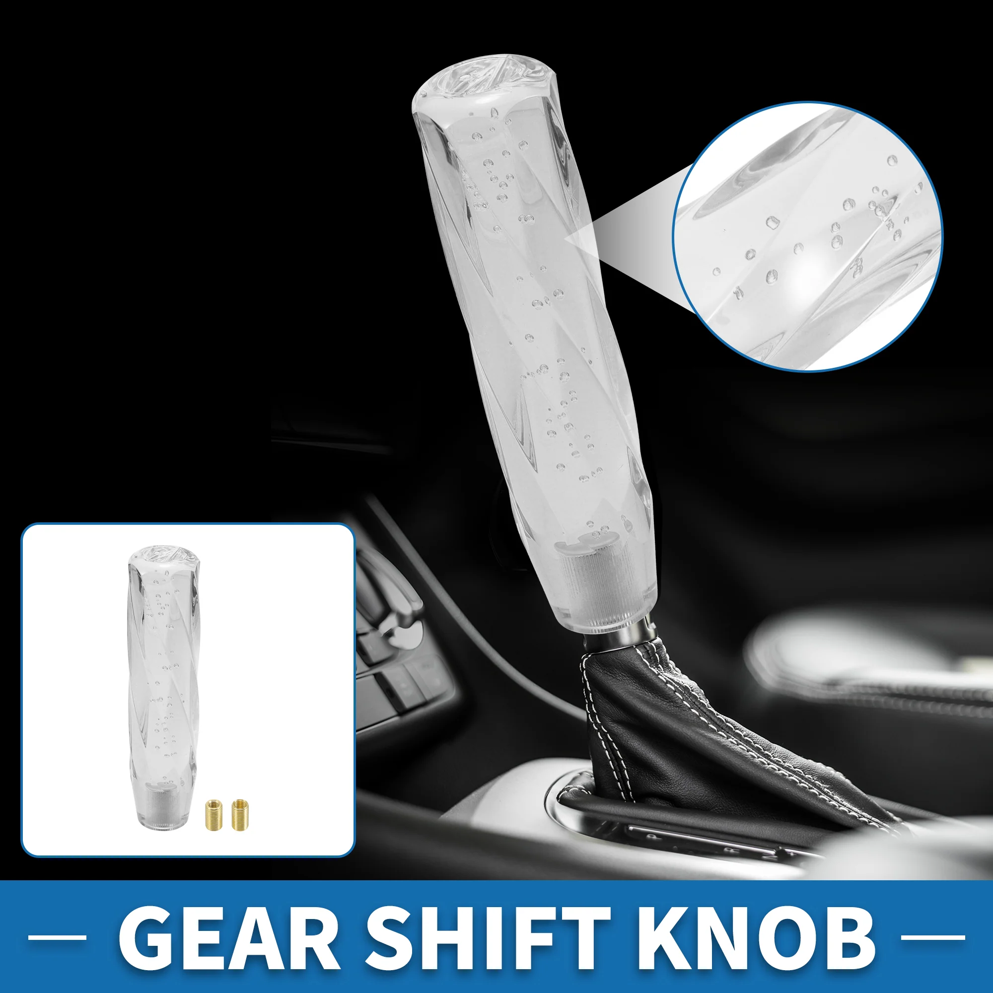 Universal Shift Knob 20cm Stick Shifter Lever Knob with 2 Adapter for Automatic and Manual Vehicle Acrylic Transparent - Image 2