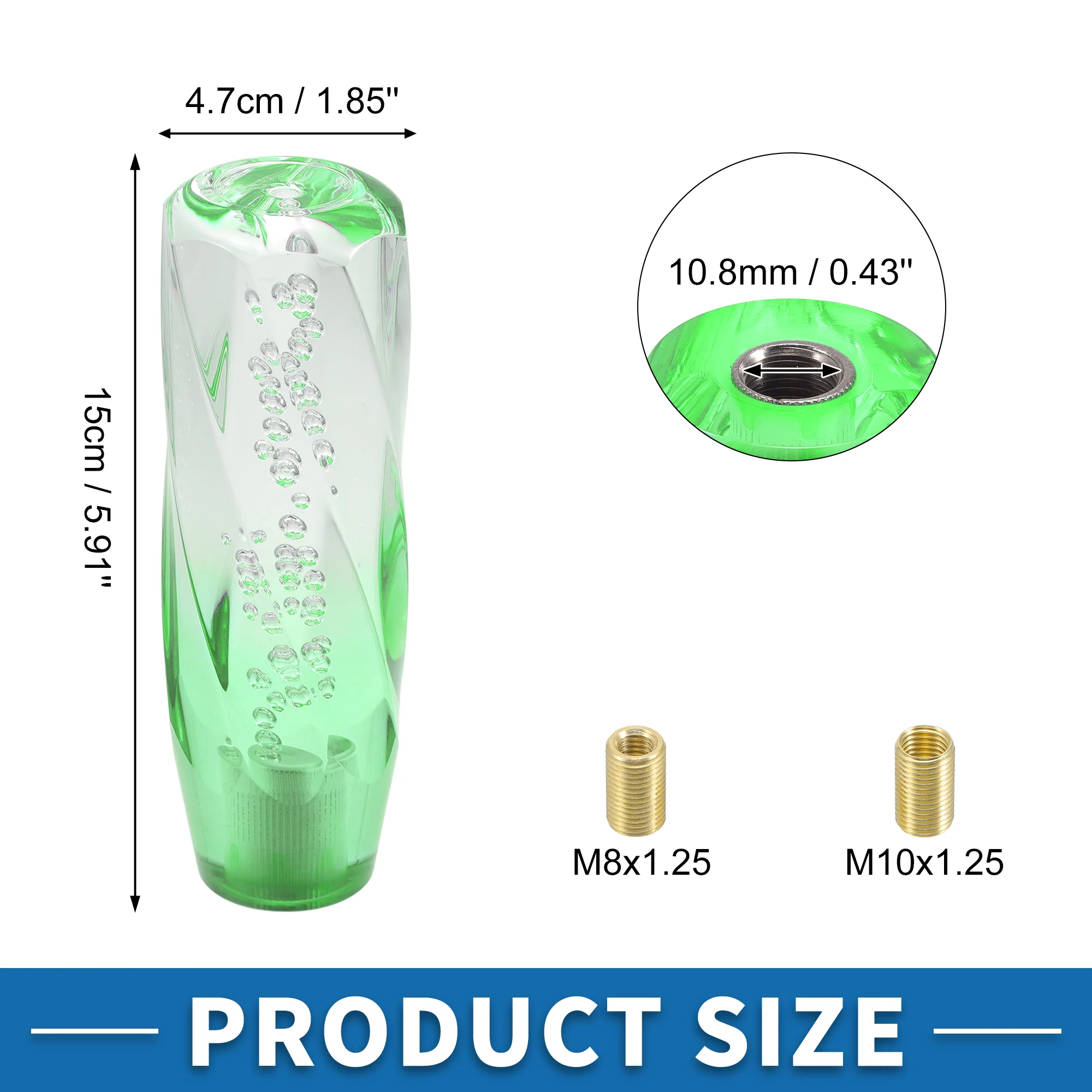 Universal Shift Knob 15cm Stick Shifter Lever Knob with 2 Adapter for Automatic and Manual Vehicle Acrylic Light Green Transparent - Image 4