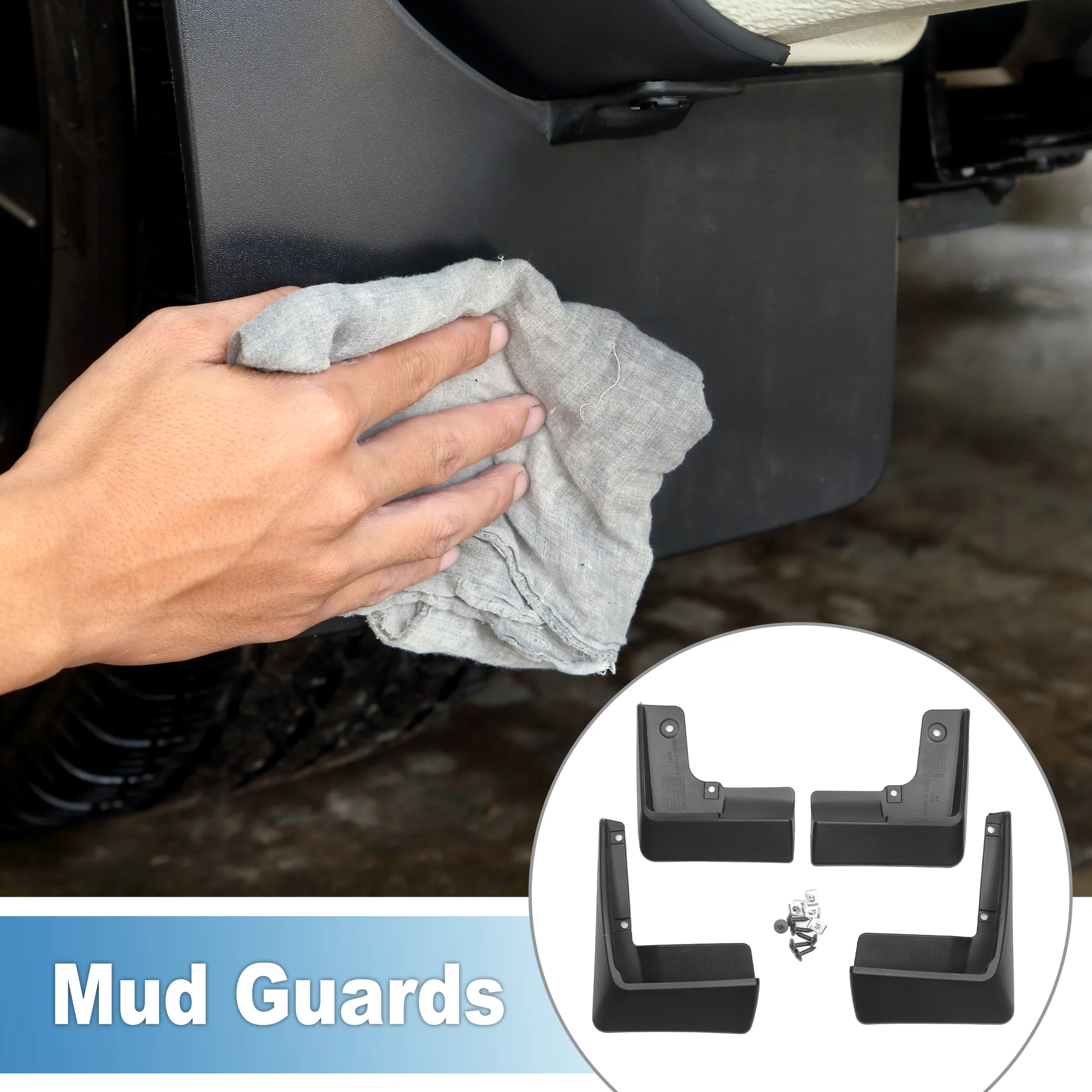 Mud Flap Splash Guard with Mount Accessories Front & Rear Side Mud Guard for Toyota Prius Hatchback 2010 - 2015 (Set of 4) - Image 3