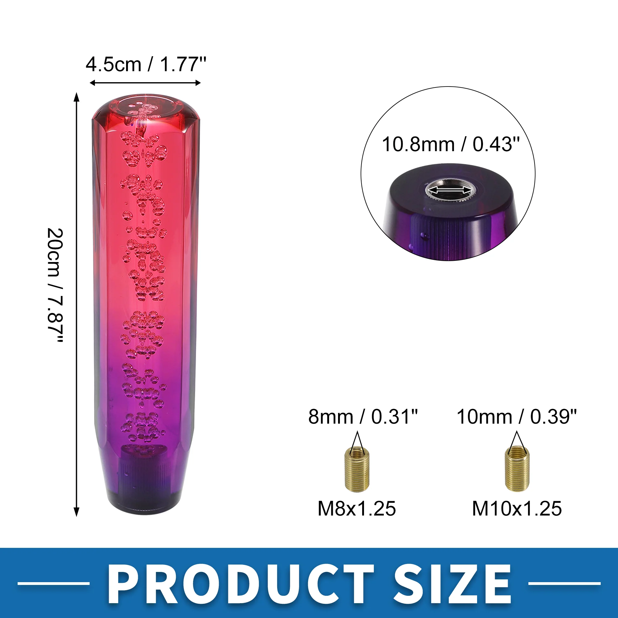 Universal Shift Knob 20cm Stick Shifter Lever Knob with 2 Adapter for Automatic and Manual Vehicle Acrylic Pink Purple - Image 4