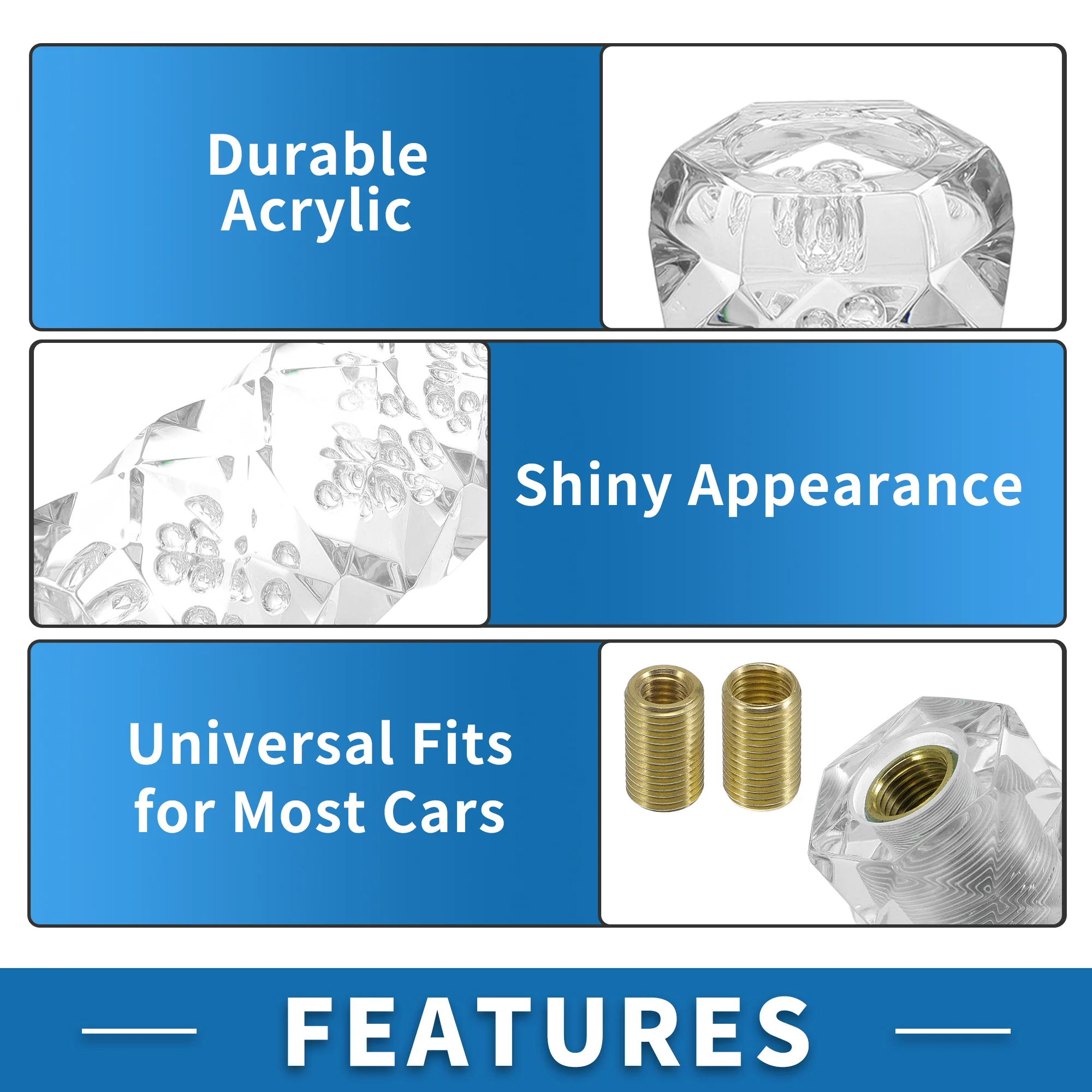 Universal Shift Knob 15cm Stick Shifter Lever Knob with 2 Adapter for Automatic and Manual Vehicle Acrylic Clear - Image 7